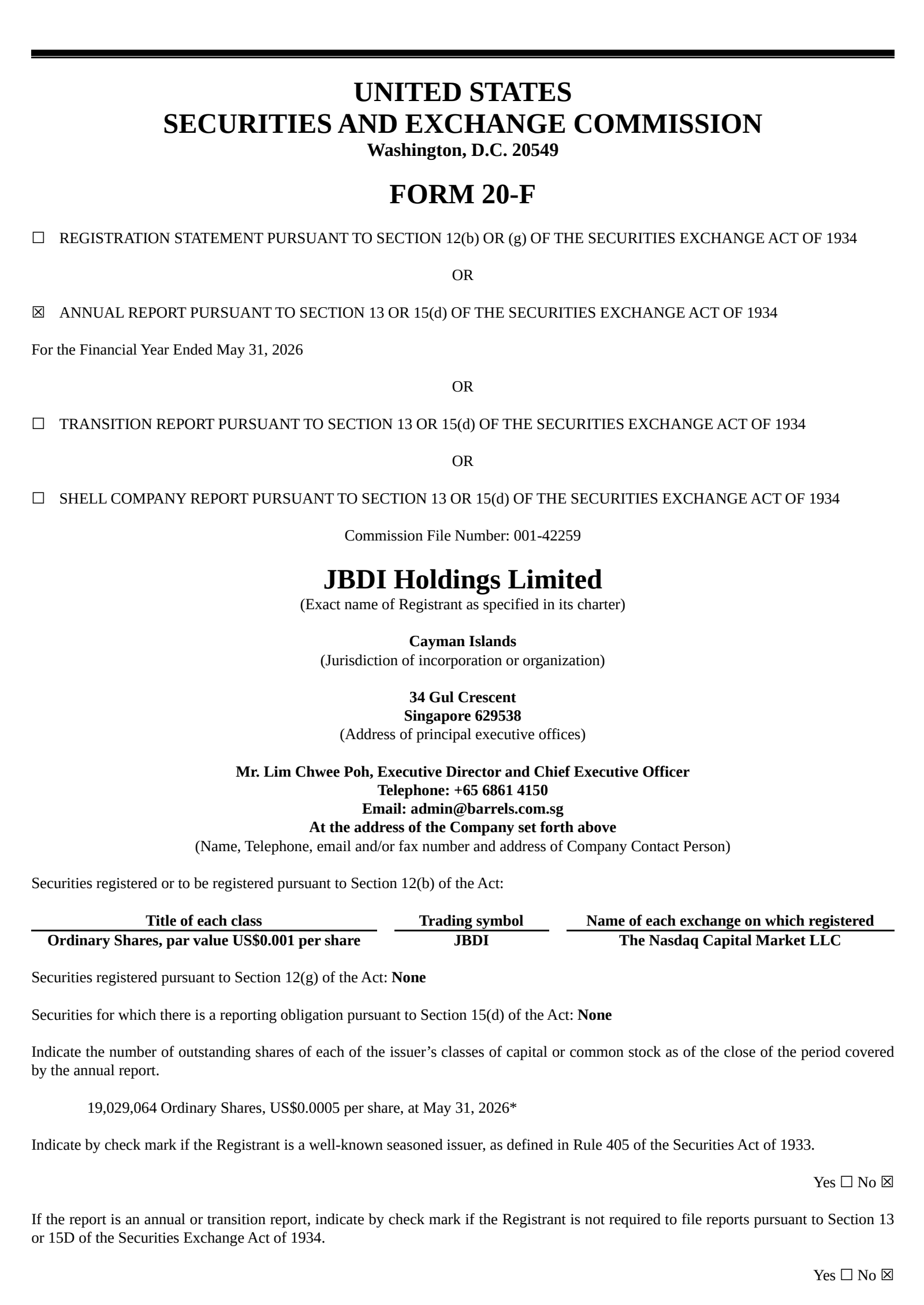 JBDI's Q4 2026 Annual report