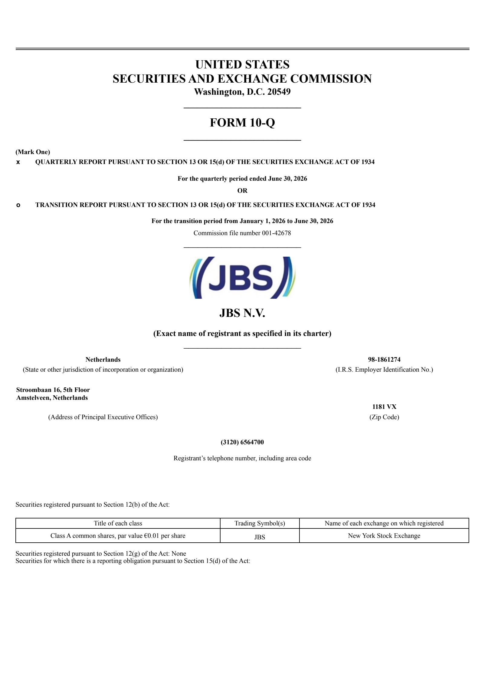 JBS's Q2 2026 Quarterly report