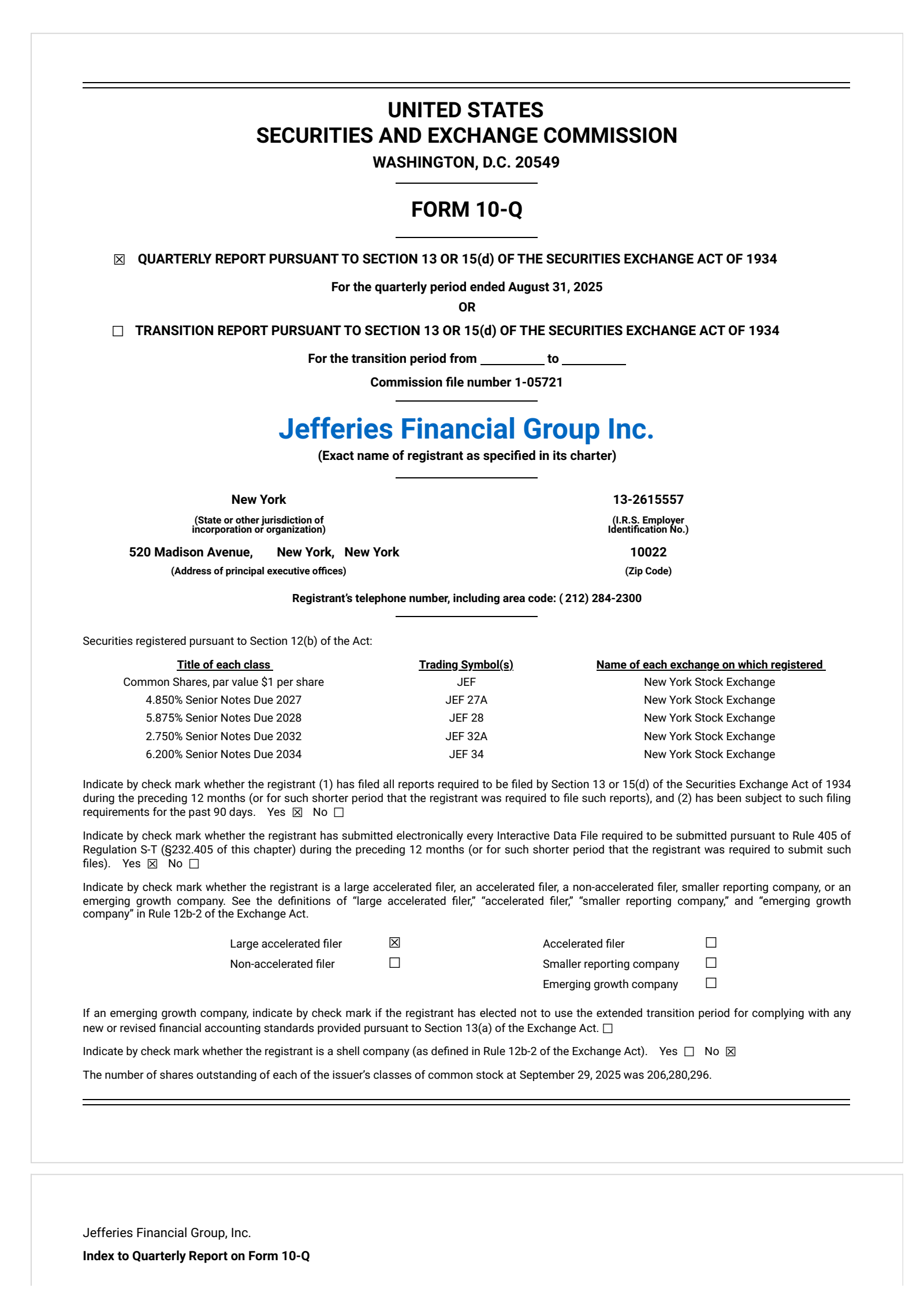 Jefferies Financial Group's Q3 2025 Quarterly Report