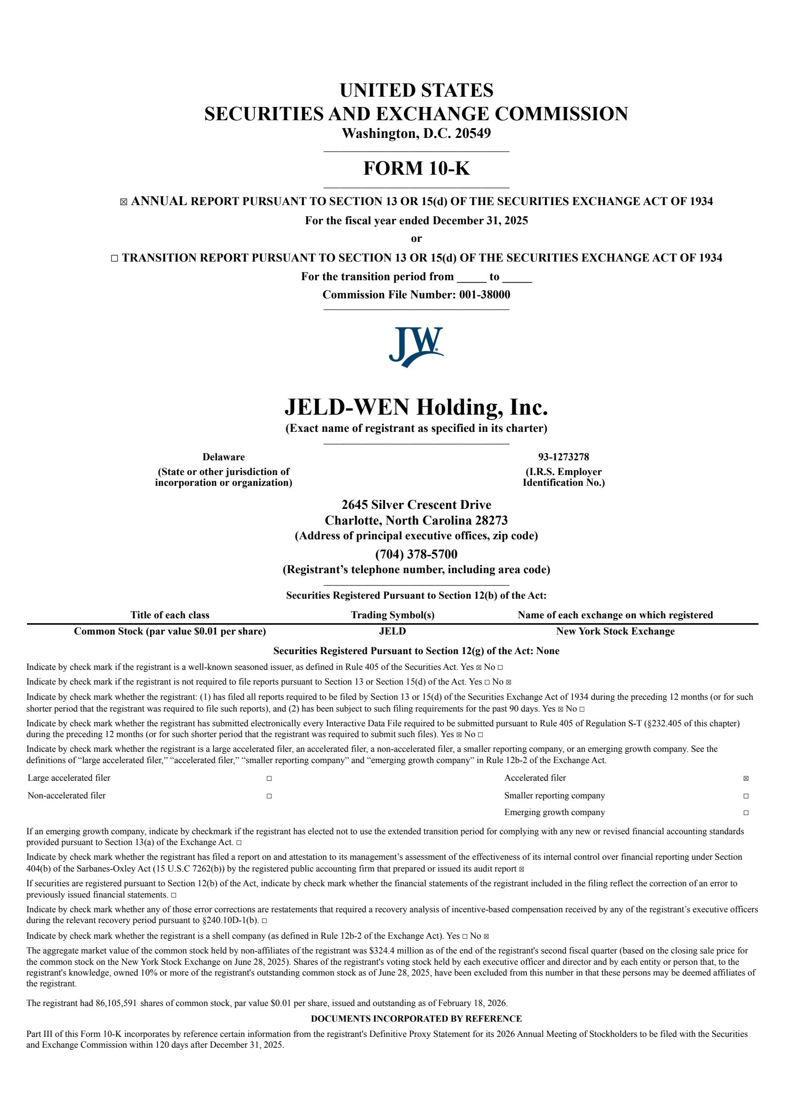 JELD-WEN's Q4 2025 Annual report