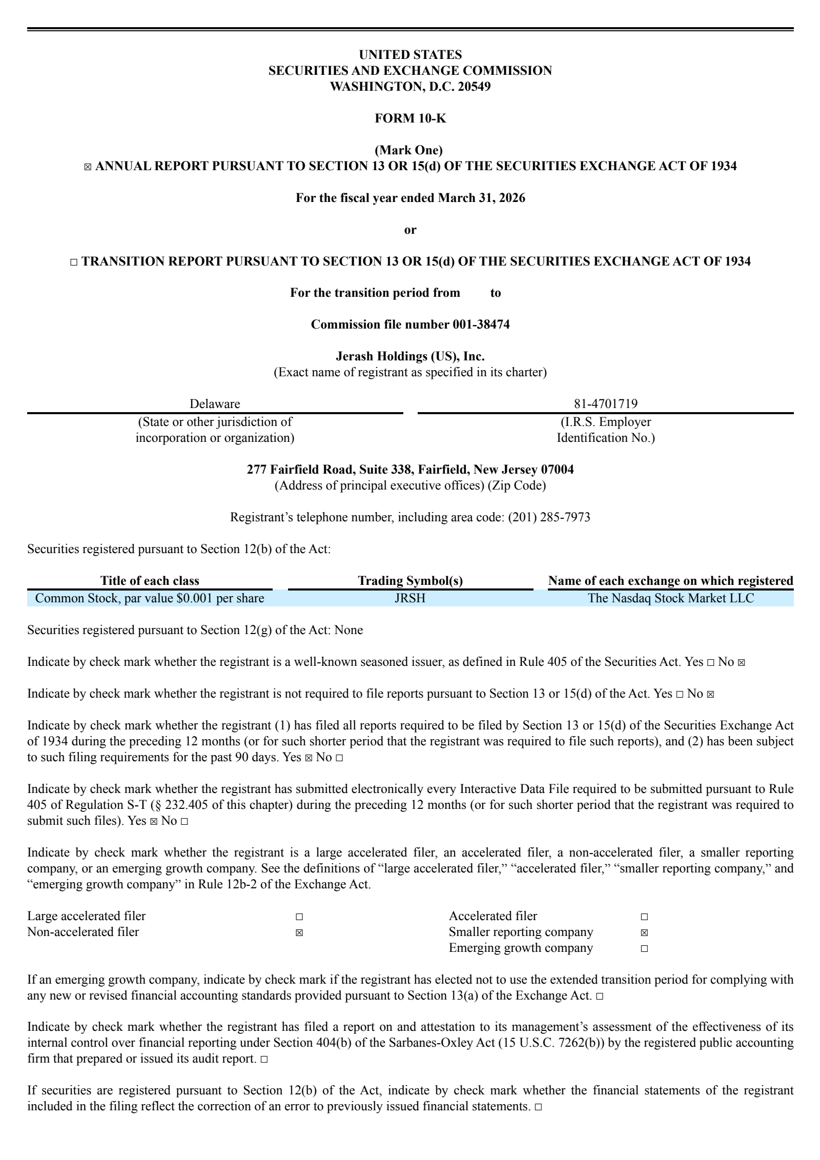 Jerash Holdings (US)'s Q4 2026 Annual report