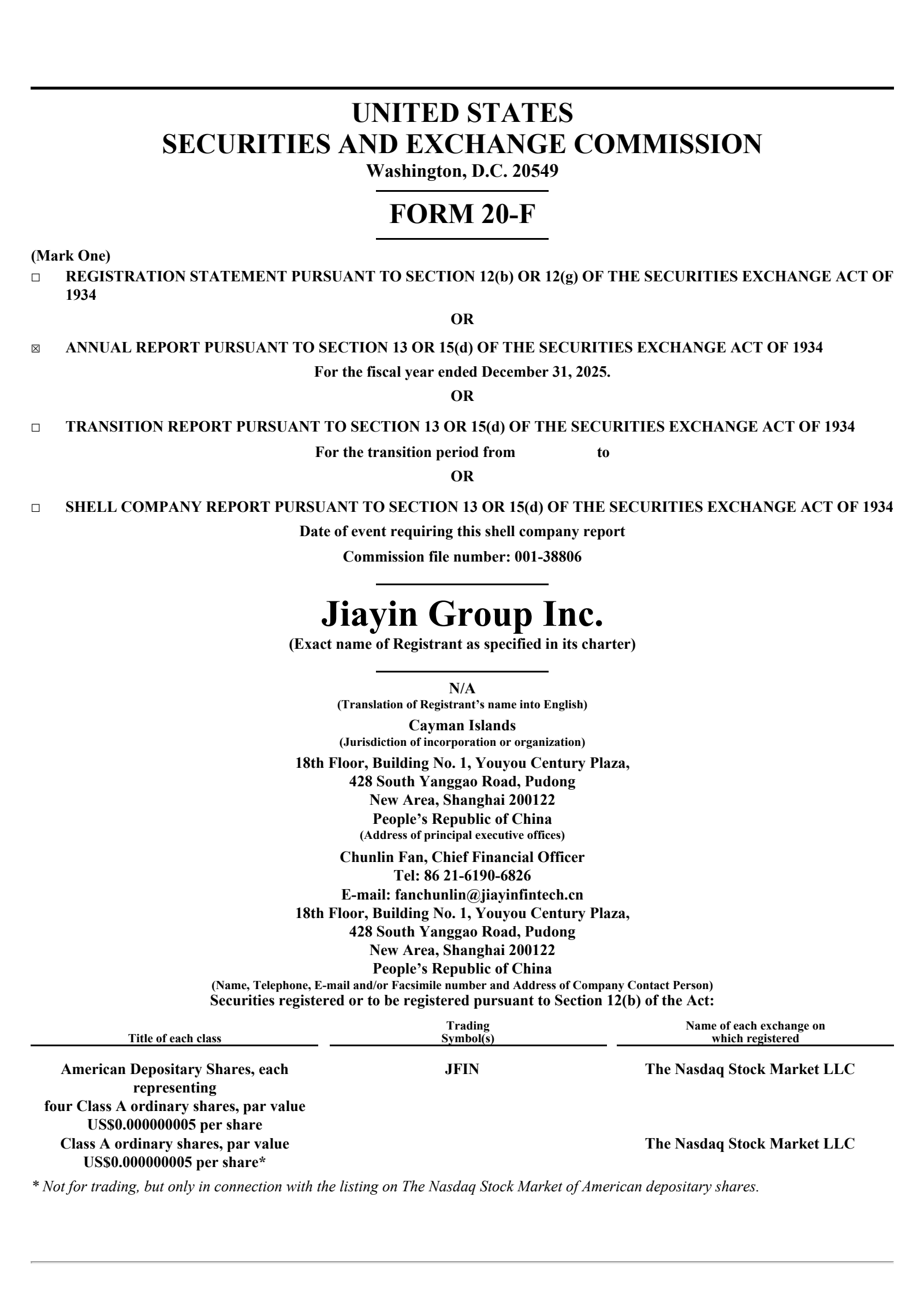 Jiayin Group's Q4 2025 Annual report