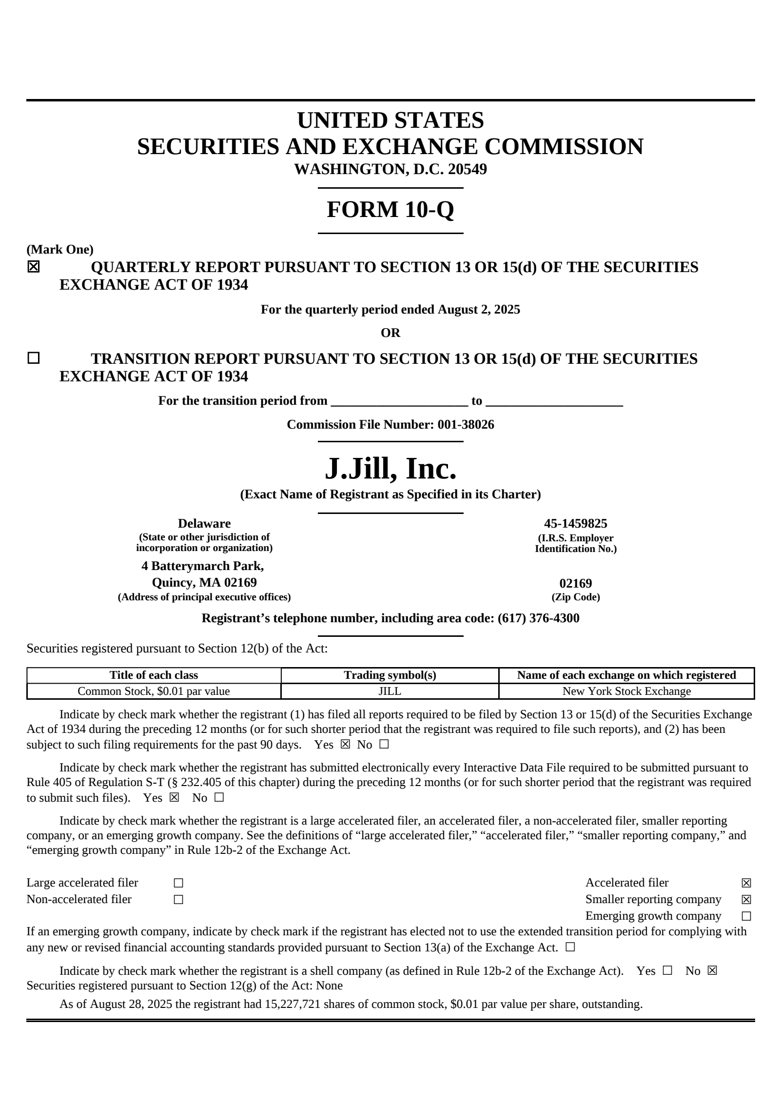 J.Jill's Q2 2026 Quarterly report