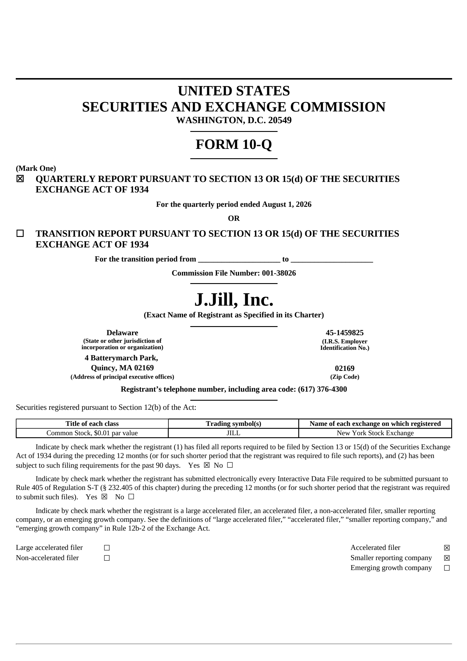 J.Jill's Q2 2027 Quarterly report
