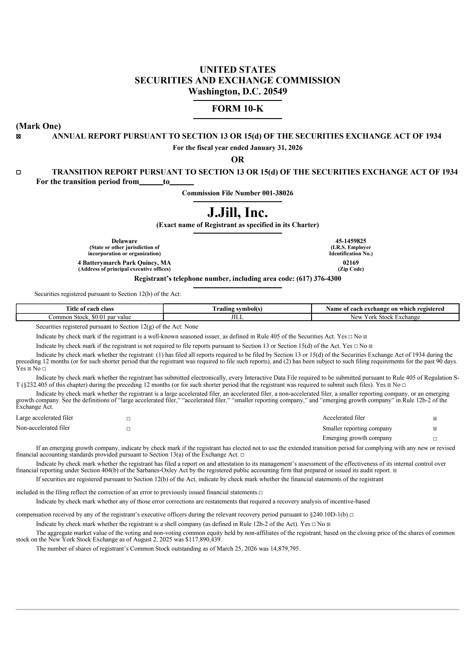 J.Jill's Q4 2026 Annual report