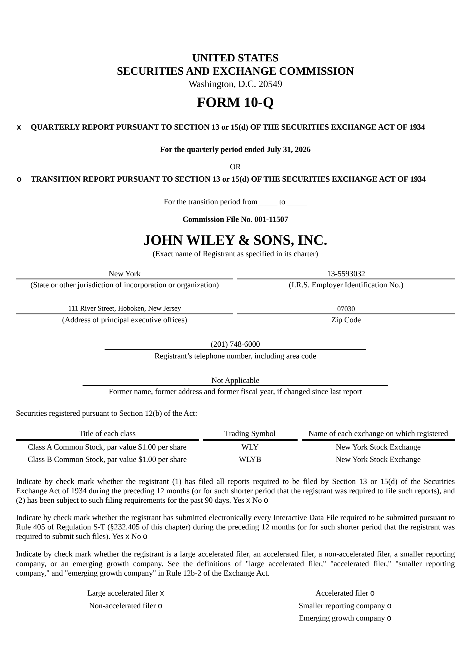 John Wiley & Sons' Q1 2027 Quarterly report