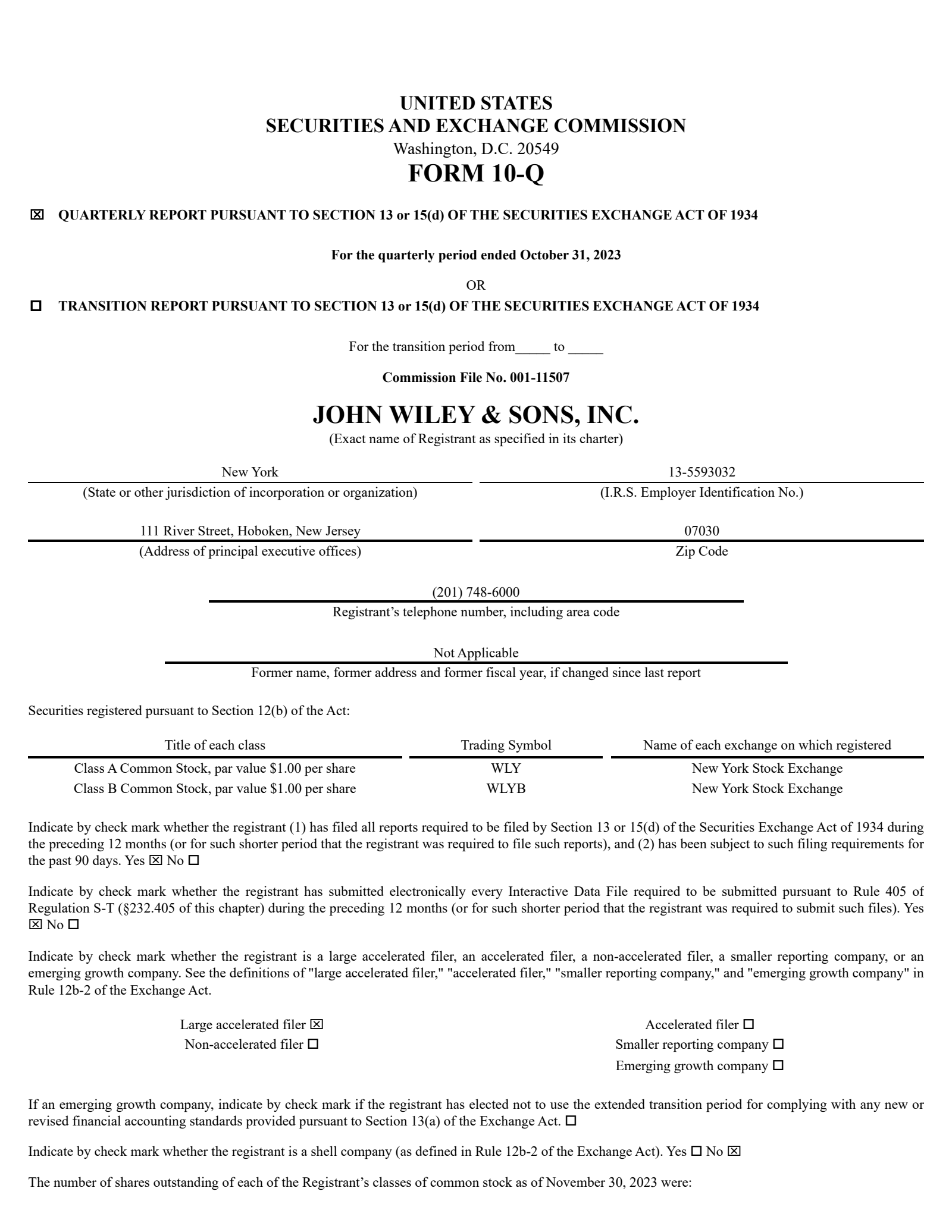John Wiley & Sons' Q2 2024 Quarterly Report