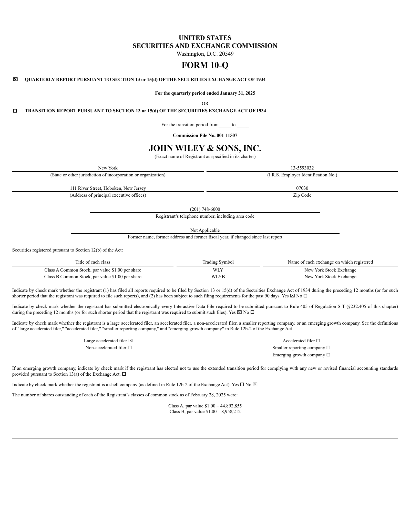 John Wiley & Sons' Q3 2025 Quarterly Report