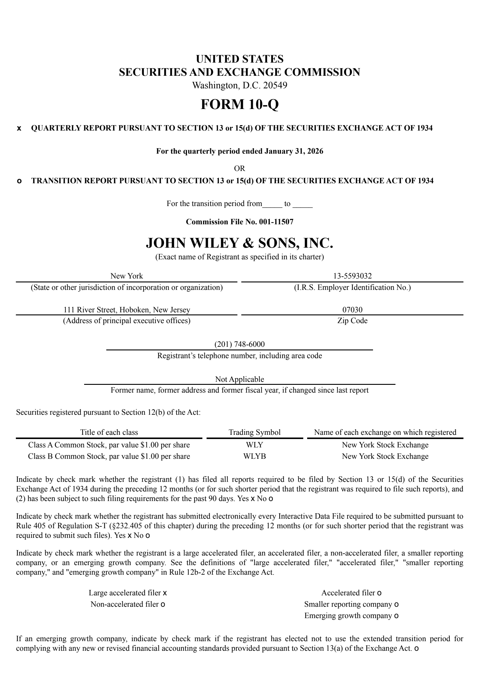 John Wiley & Sons' Q3 2026 Quarterly report