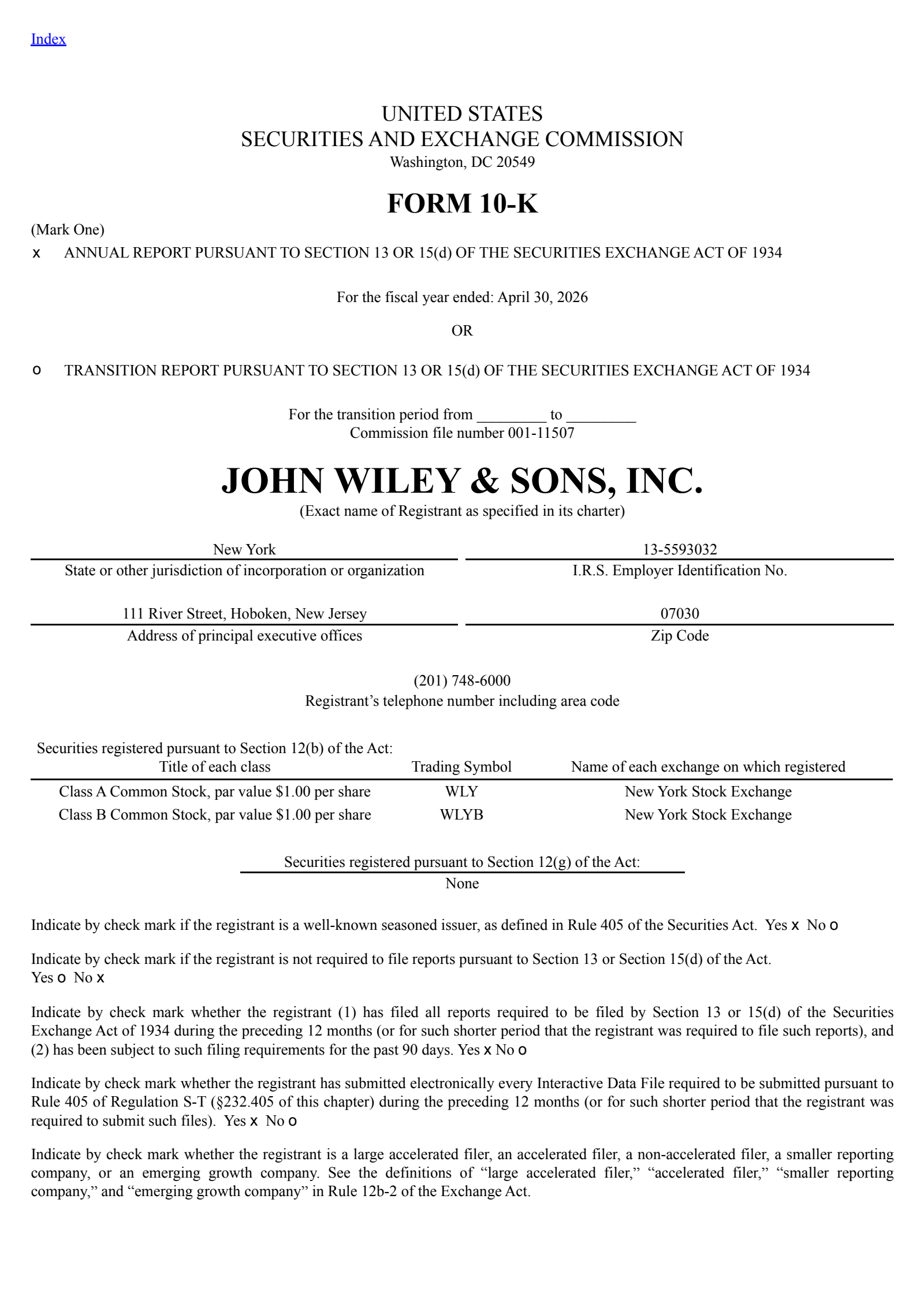 John Wiley & Sons' Q4 2026 Annual report