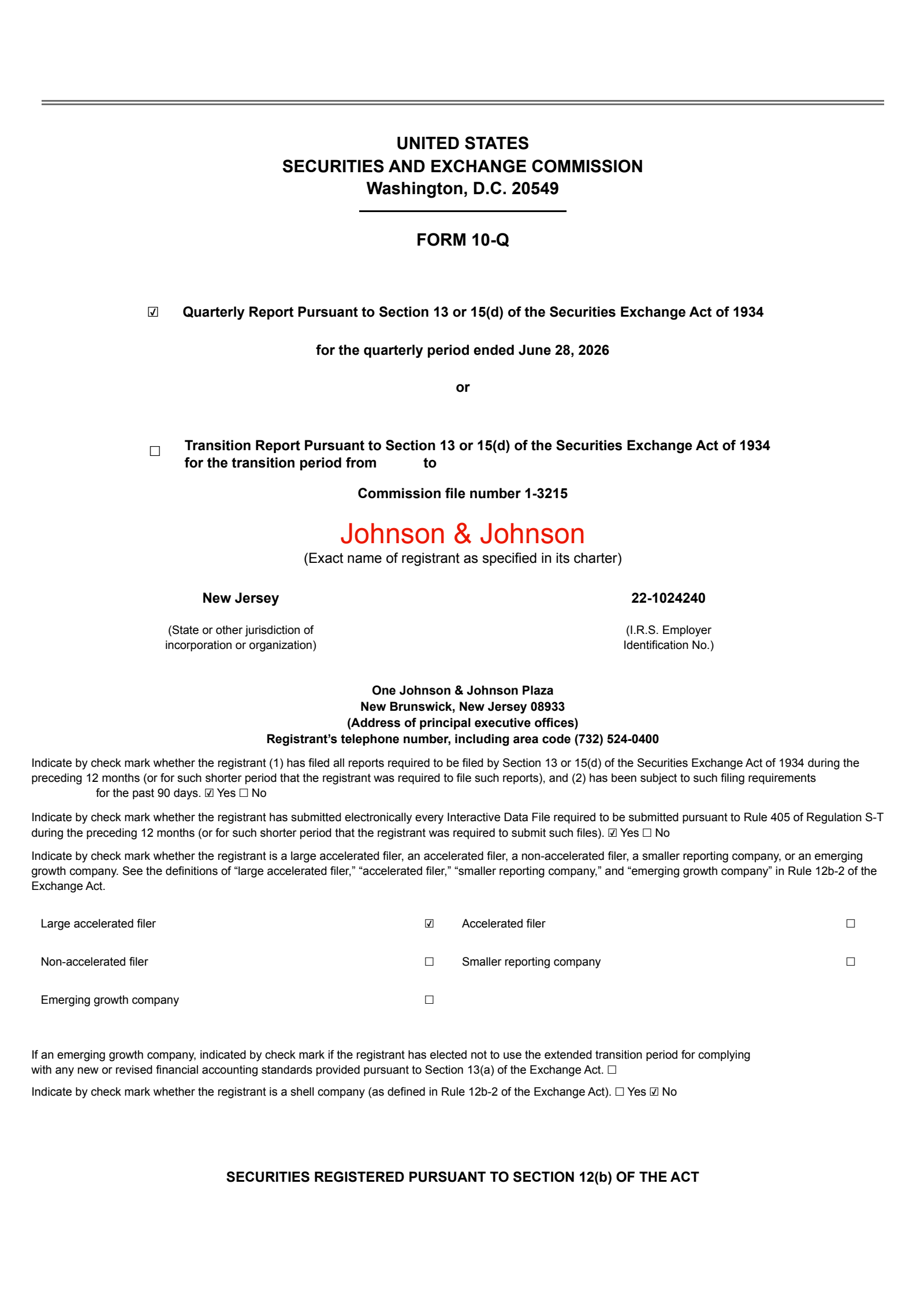 Johnson & Johnson's Q2 2026 Quarterly report