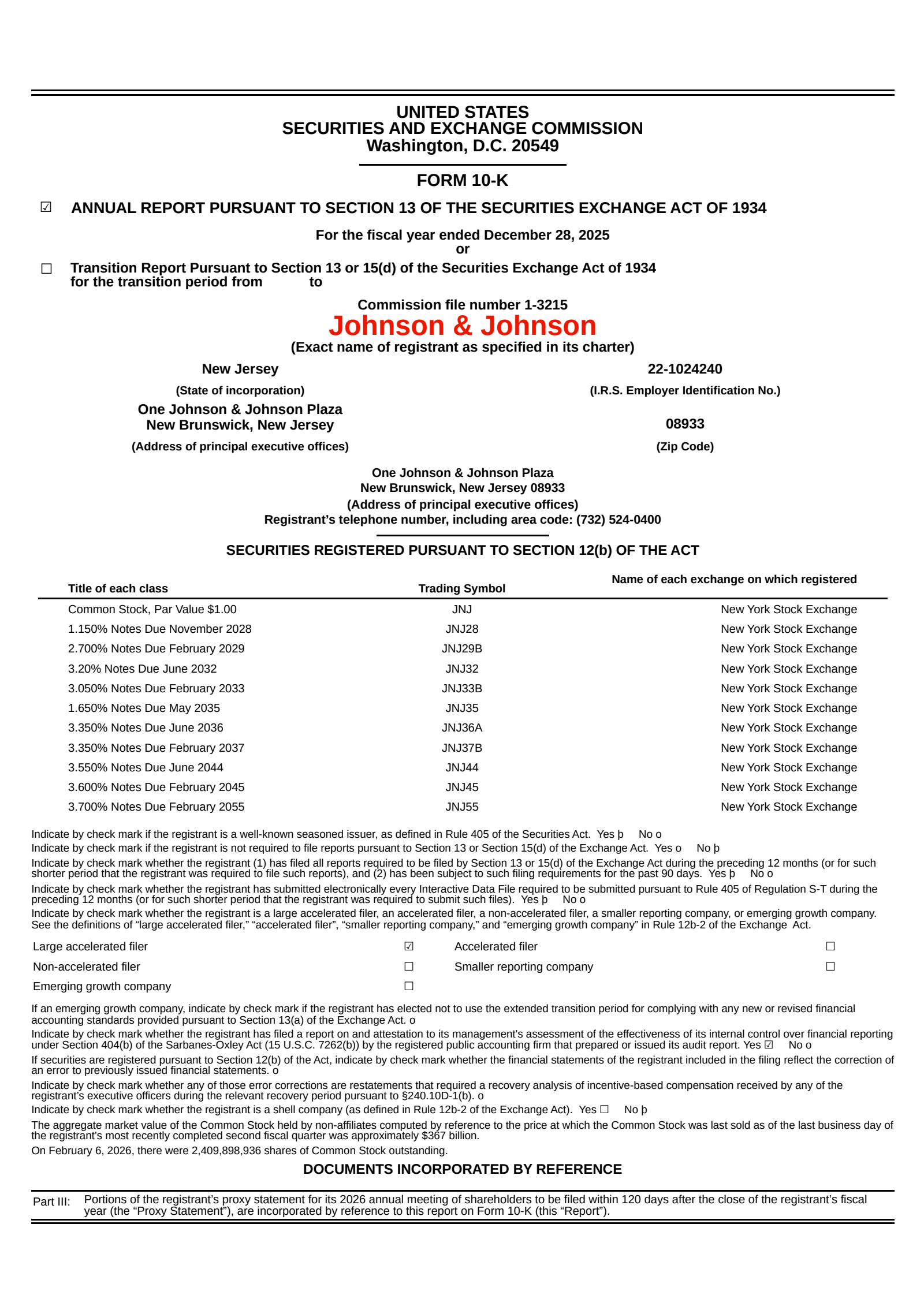 Johnson & Johnson's Q4 2025 Annual report