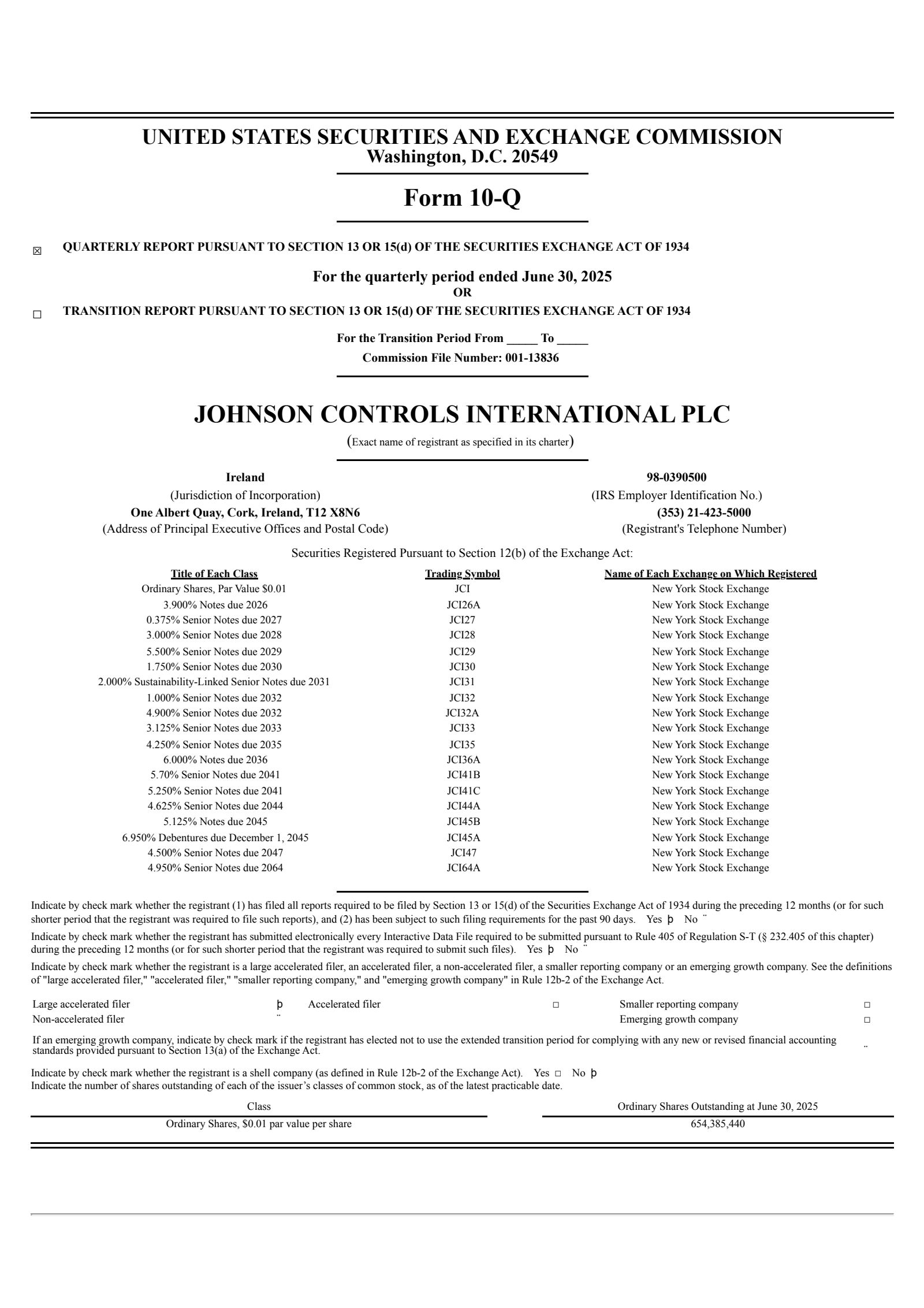 Johnson Controls International's Q3 2025 Quarterly report