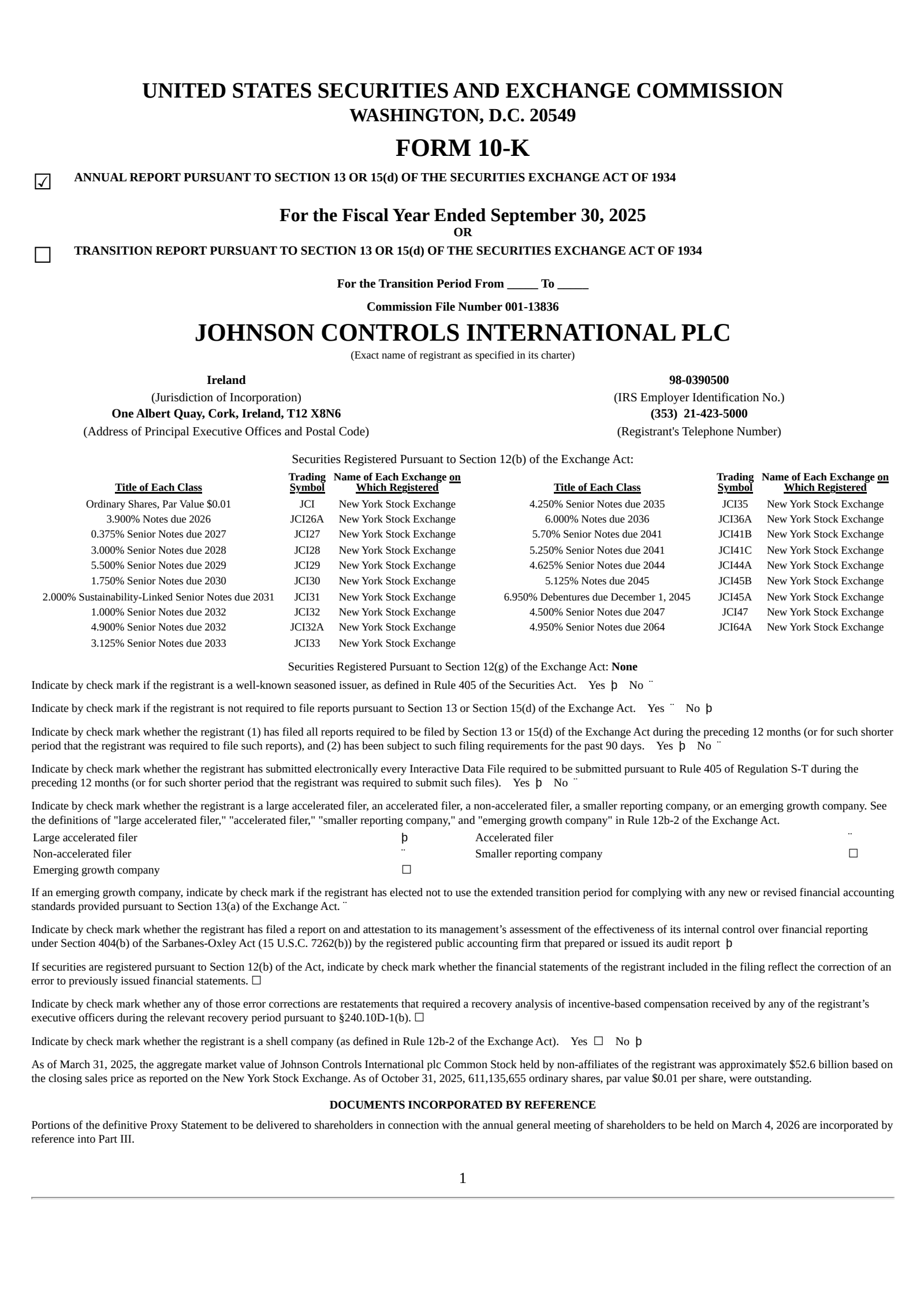 Johnson Controls International's Q4 2025 Annual Report