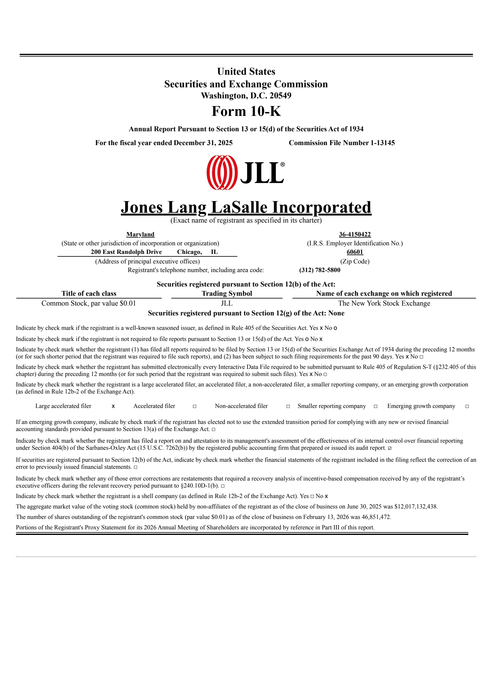 Jones Lang LaSalle's Q4 2025 Annual report