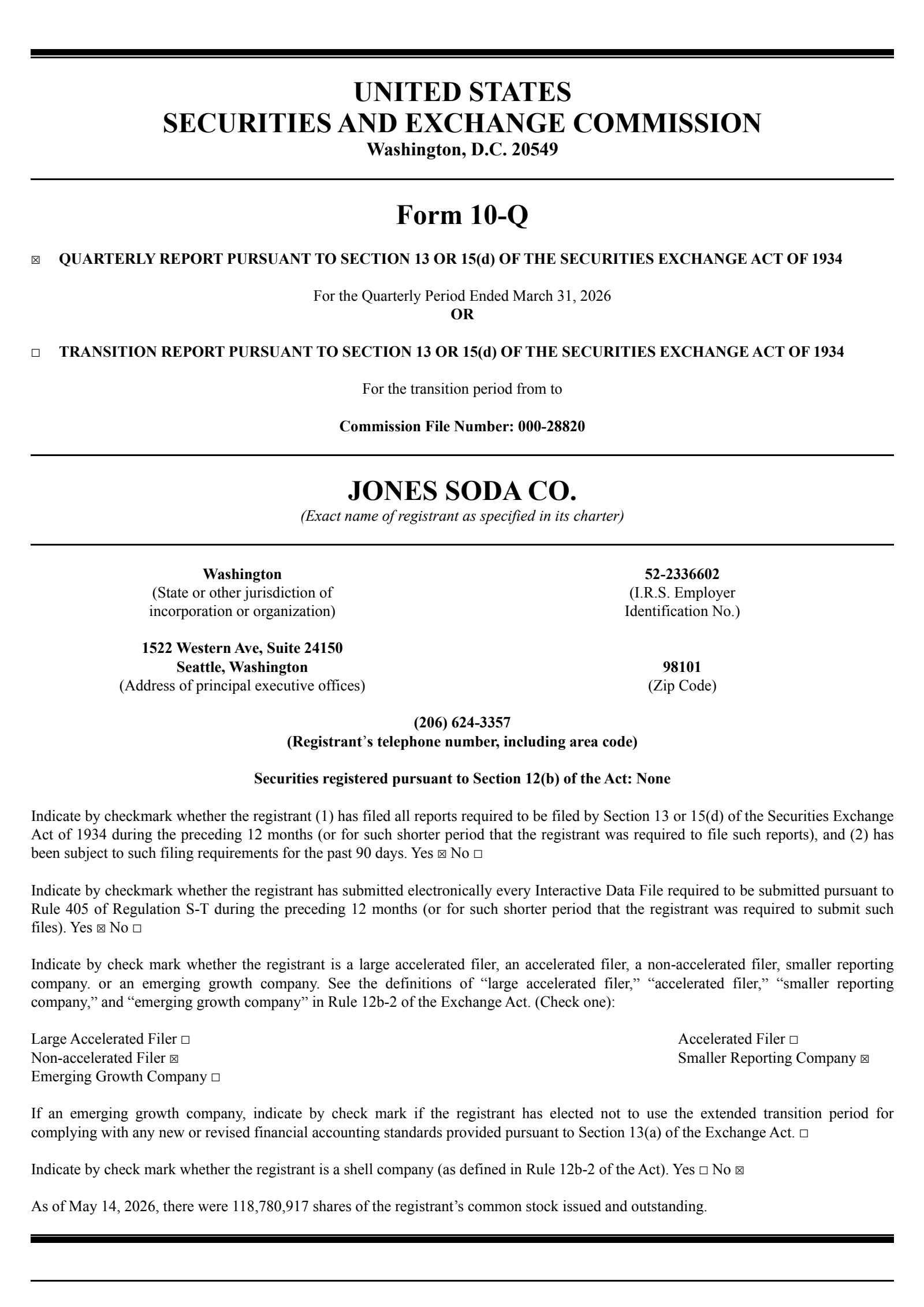 Jones Soda's Q1 2026 Quarterly report
