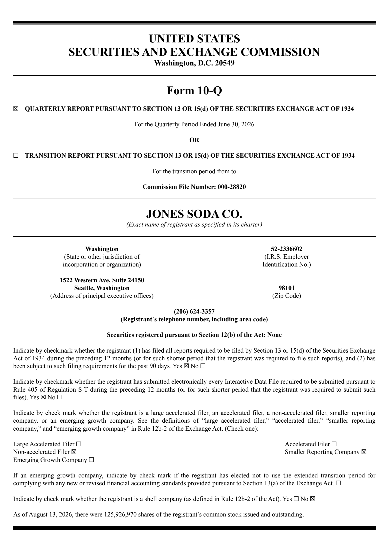Jones Soda's Q2 2026 Quarterly report