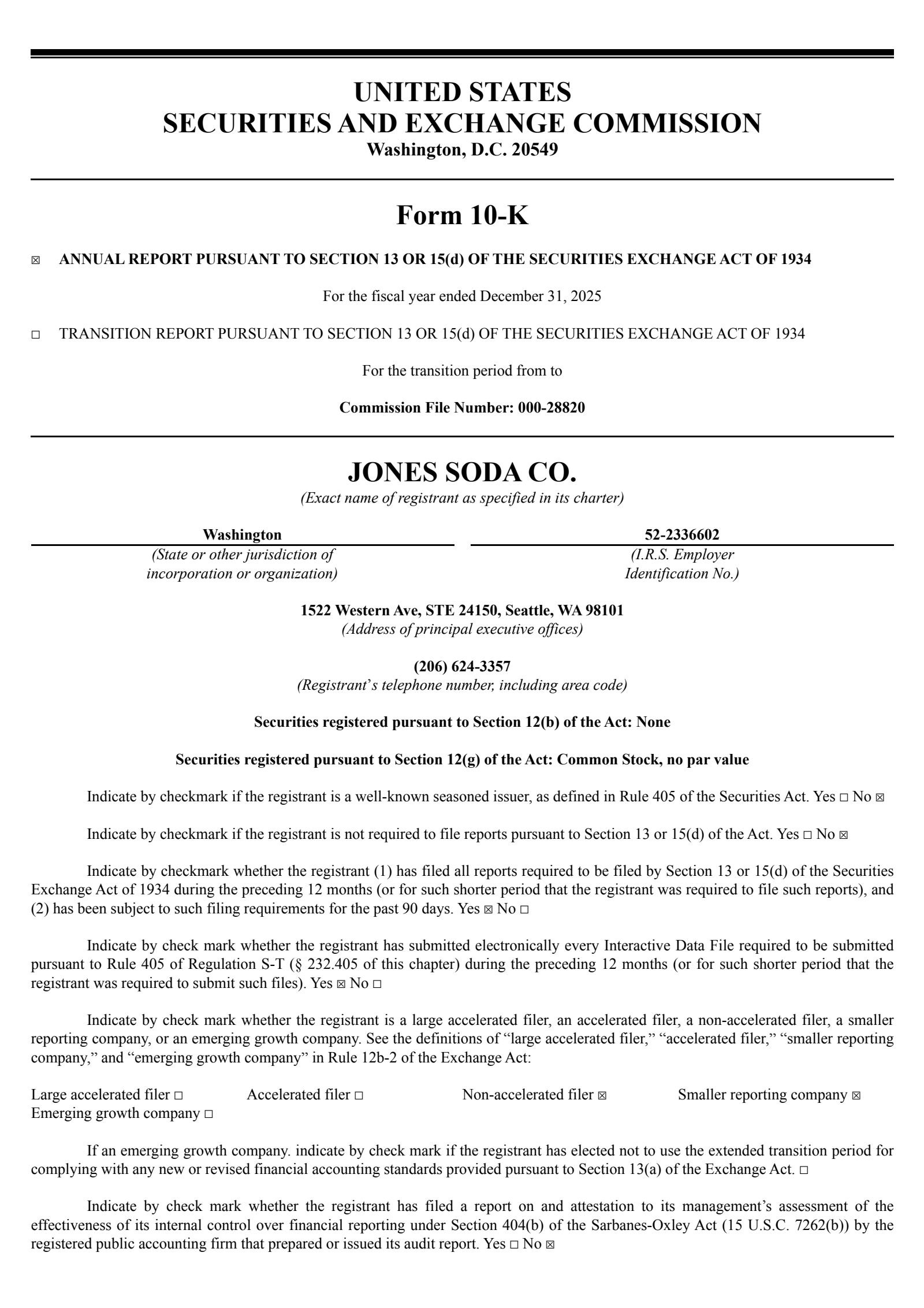 Jones Soda's Q4 2025 Annual report