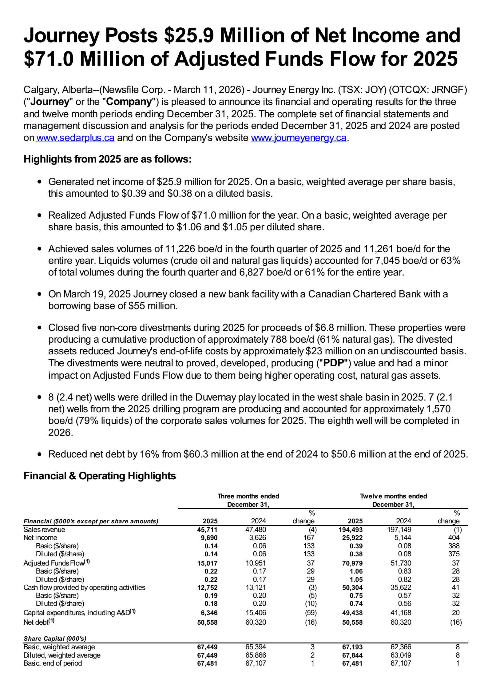 JOY's Q4 2025 Press Release