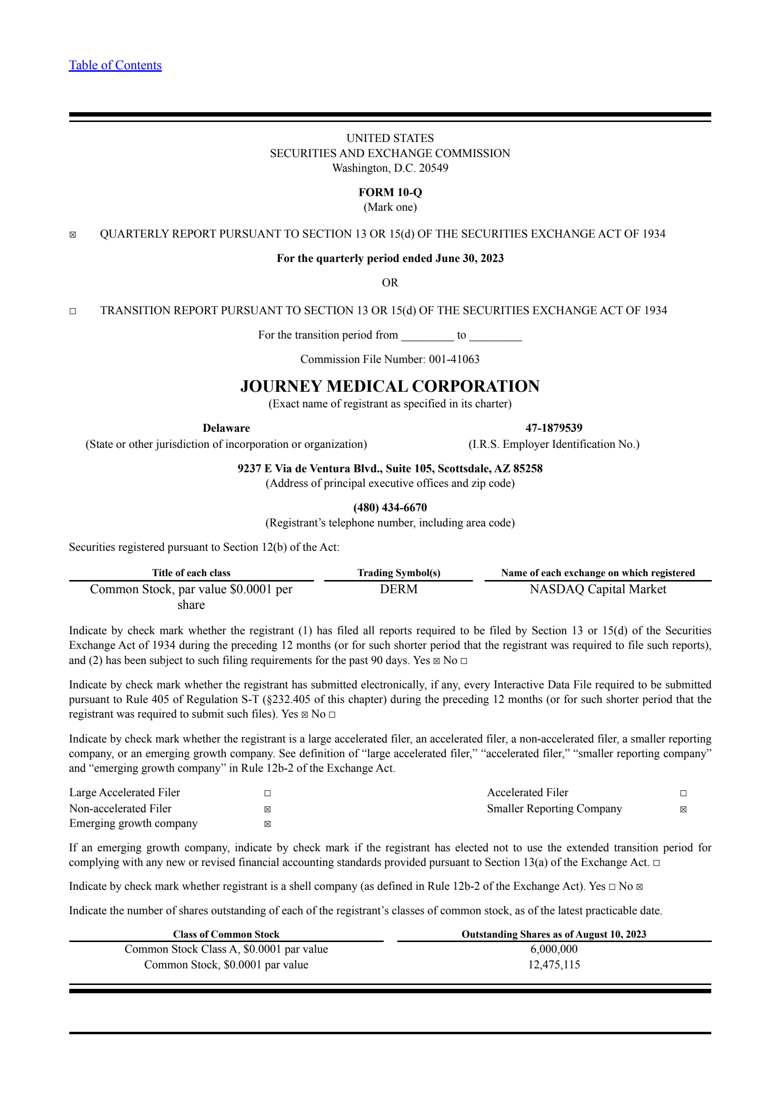 Journey Medical's Q2 2023 Quarterly report