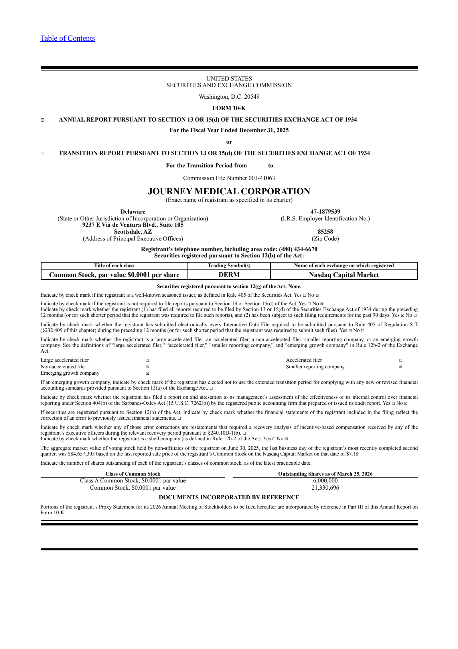 Journey Medical's Q4 2025 Annual report