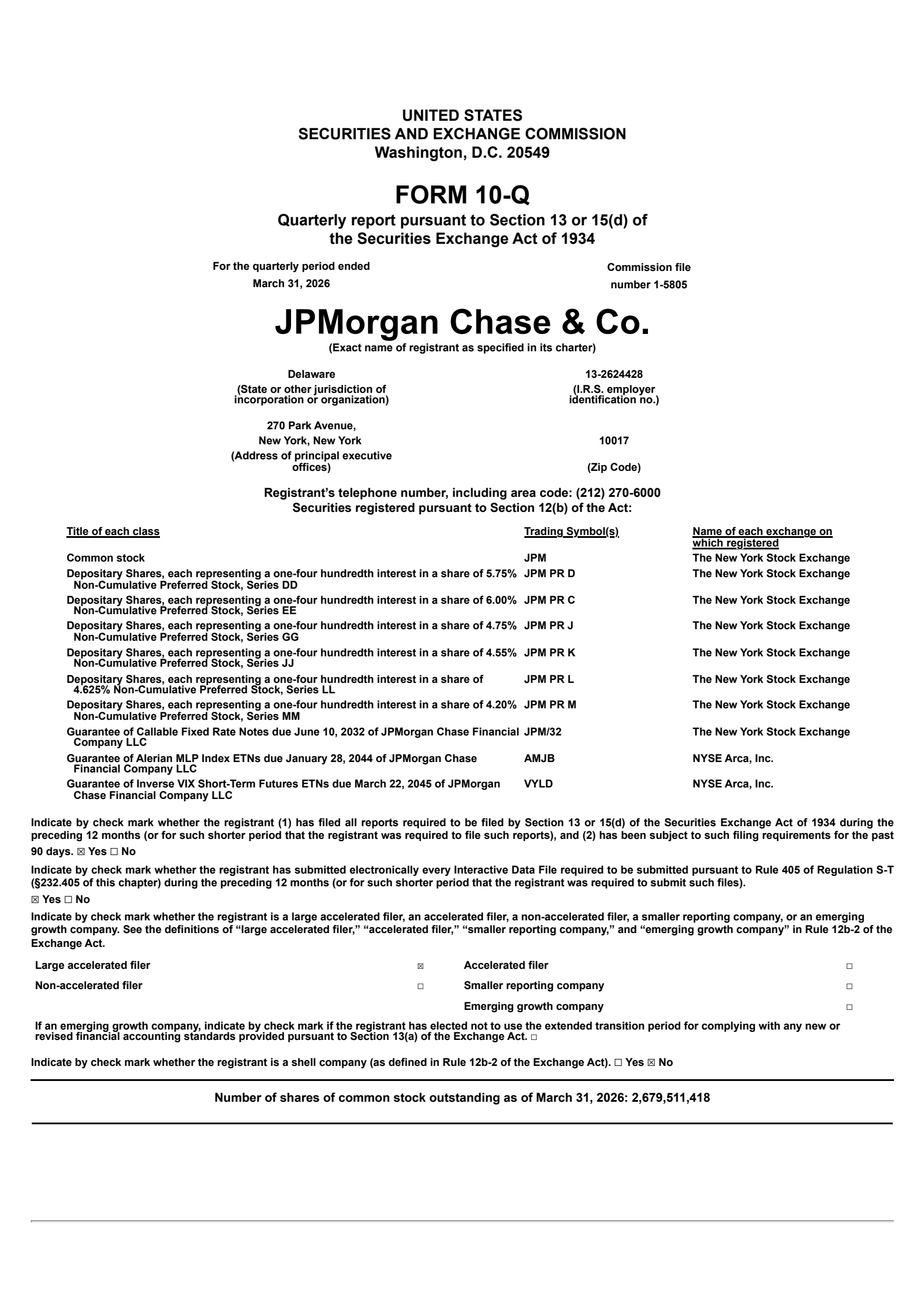 JPMorgan Chase & Co.'s Q1 2026 Quarterly report
