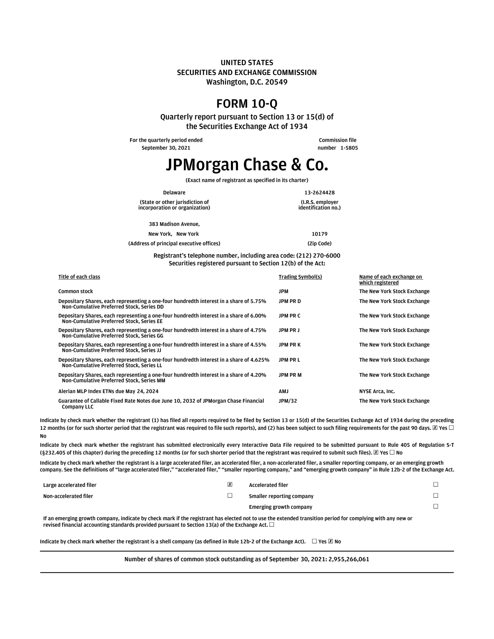 JPMorgan Chase & Co.'s Q3 2021 Quarterly Report