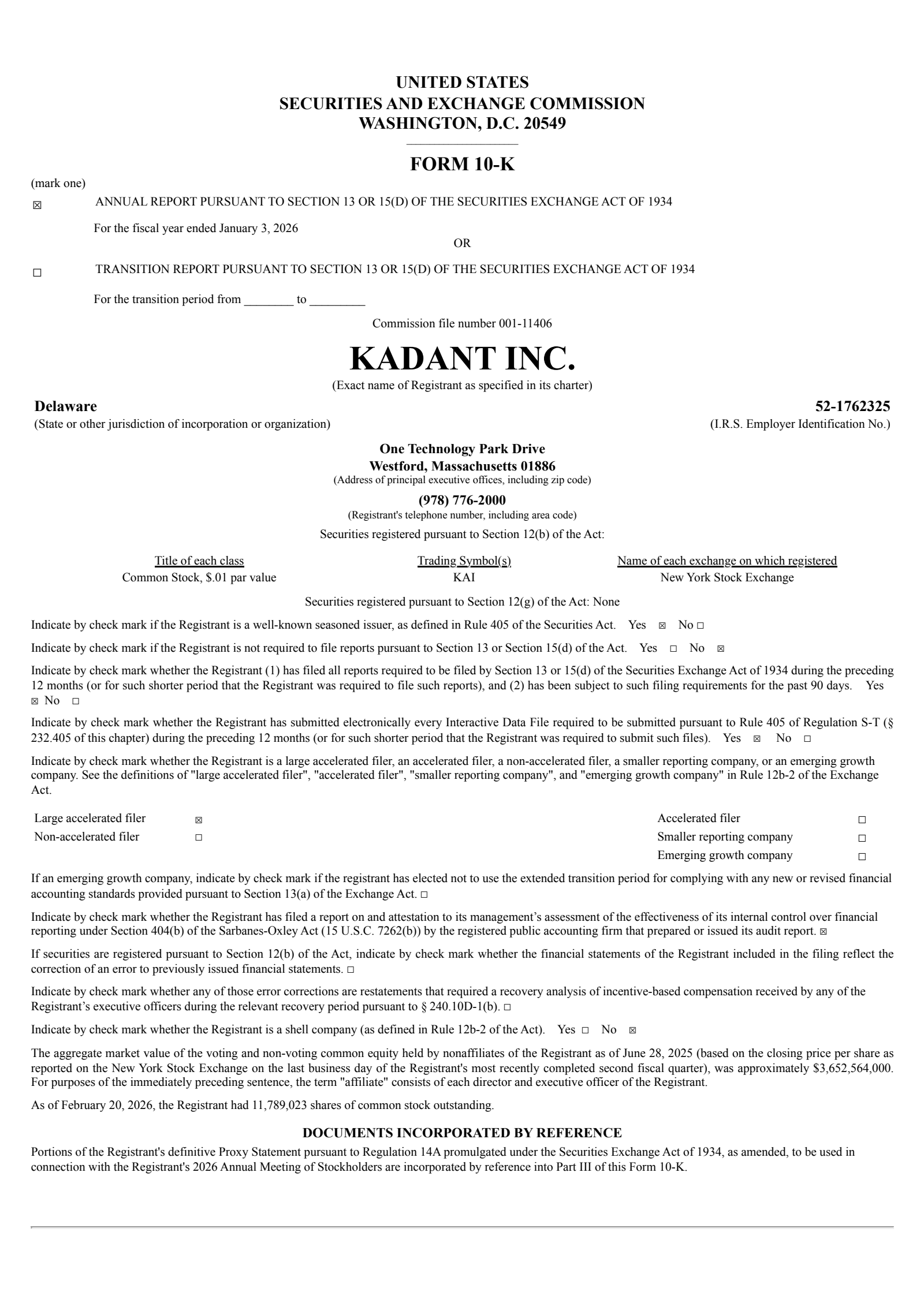 Kadant's Q4 2025 Annual report