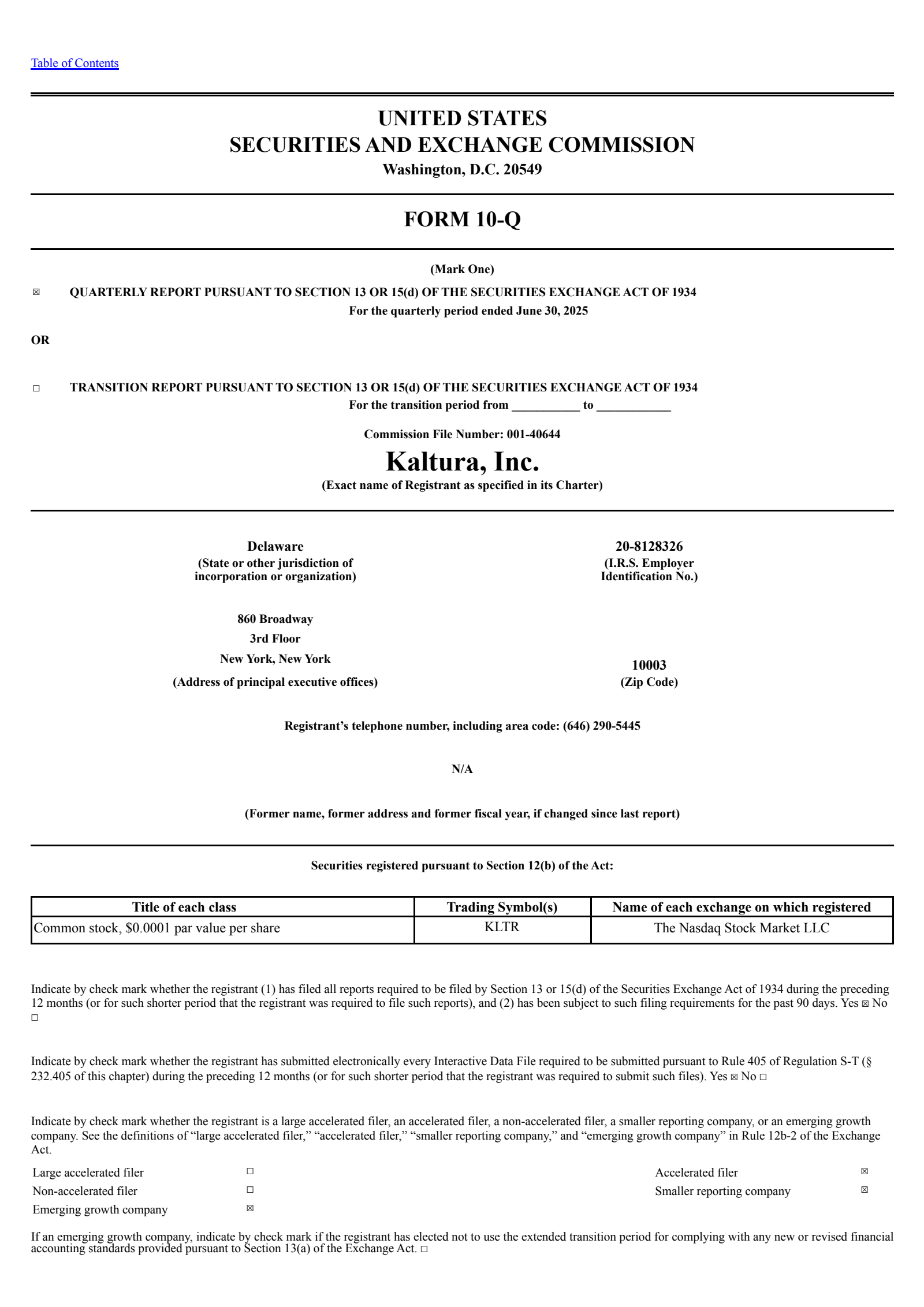 Kaltura's Q2 2025 Quarterly report