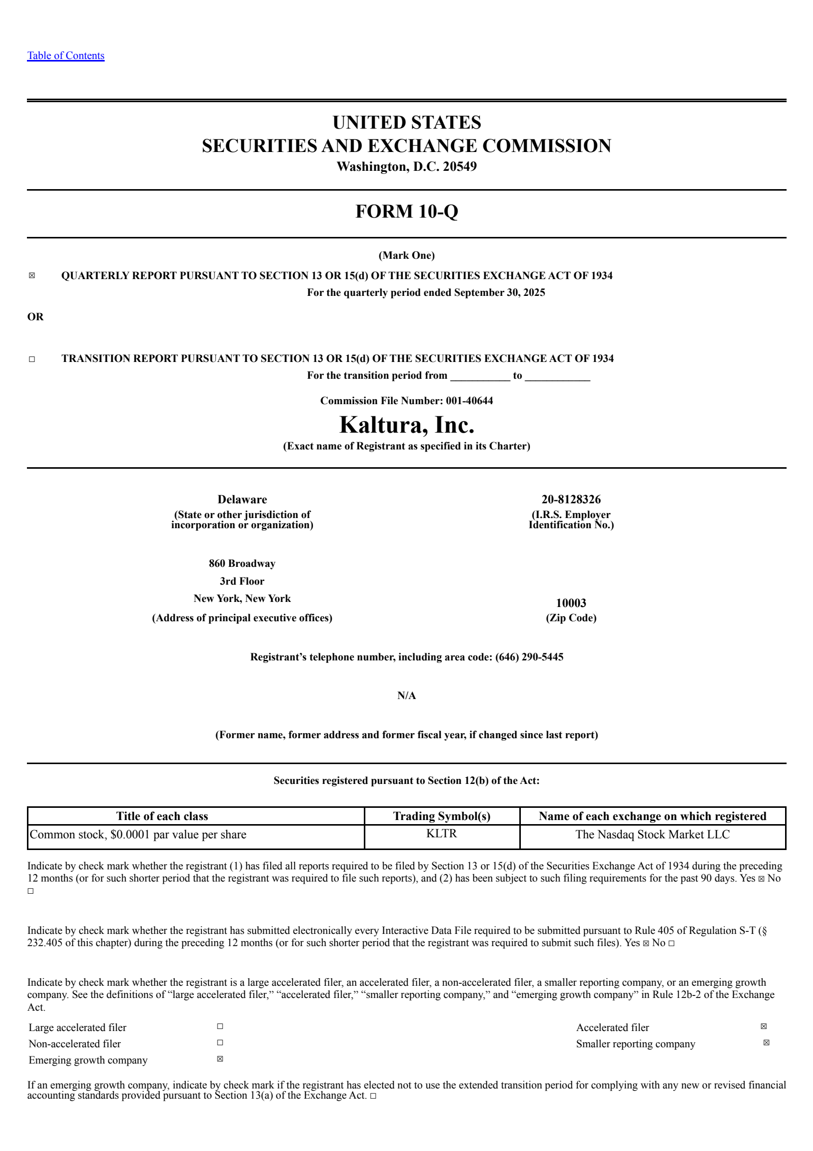 Kaltura's Q3 2025 Quarterly Report