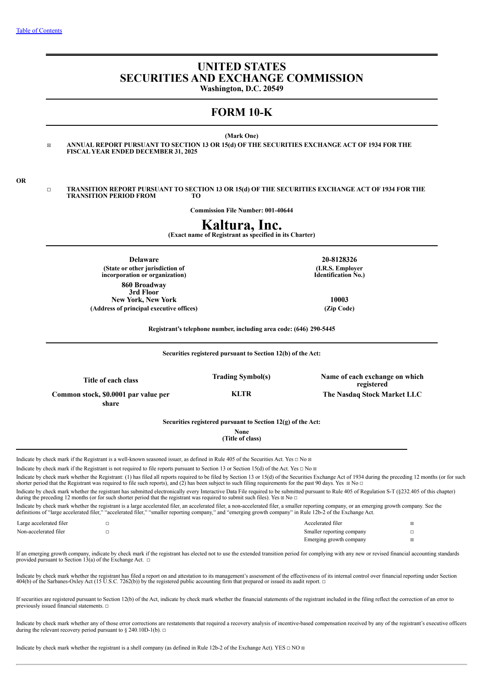 Kaltura's Q4 2025 Annual report