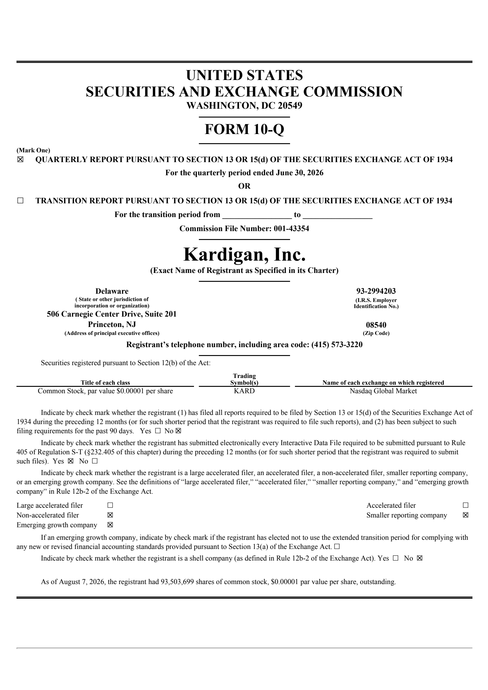 Kardigan's Q2 2026 Quarterly report