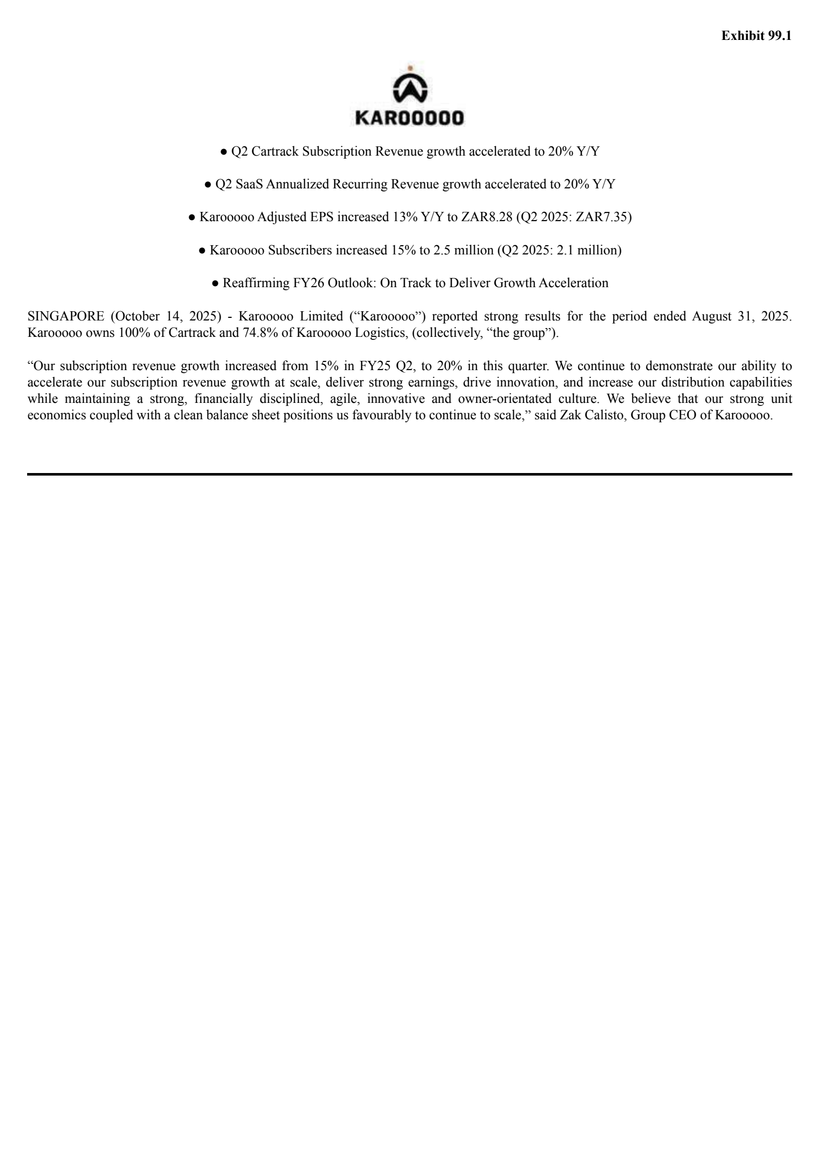 Karooooo's Q2 2026 Earnings Release
