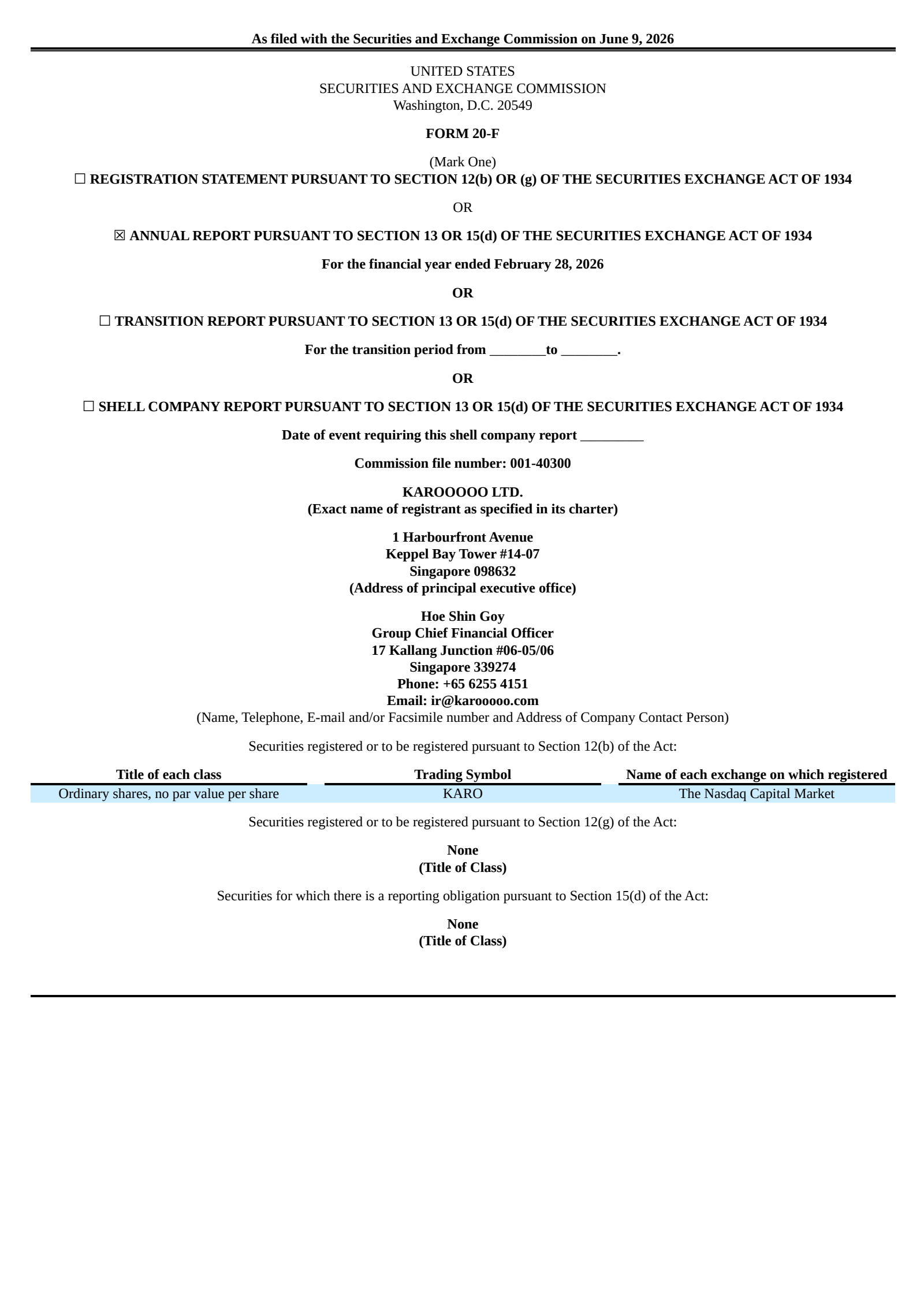 Karooooo's Q4 2026 Annual report