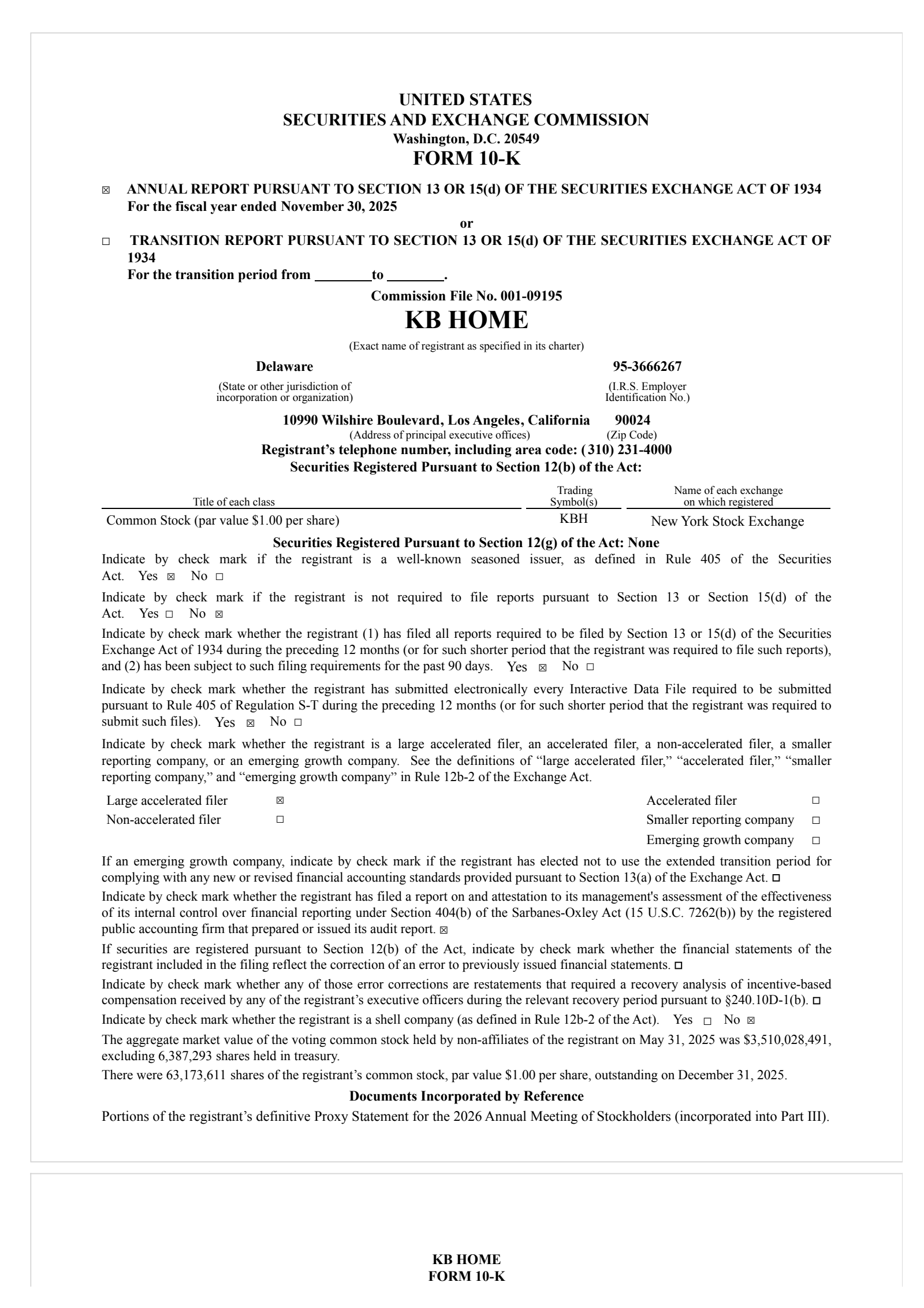 KB Home's Q4 2025 Annual report