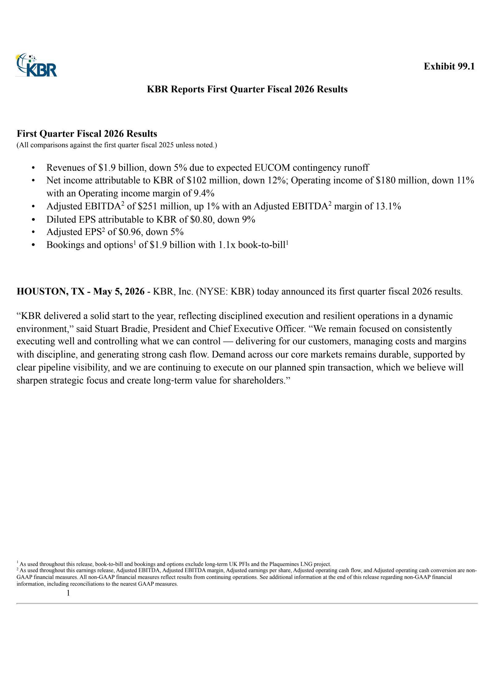 KBR's Q1 2026 Press Release