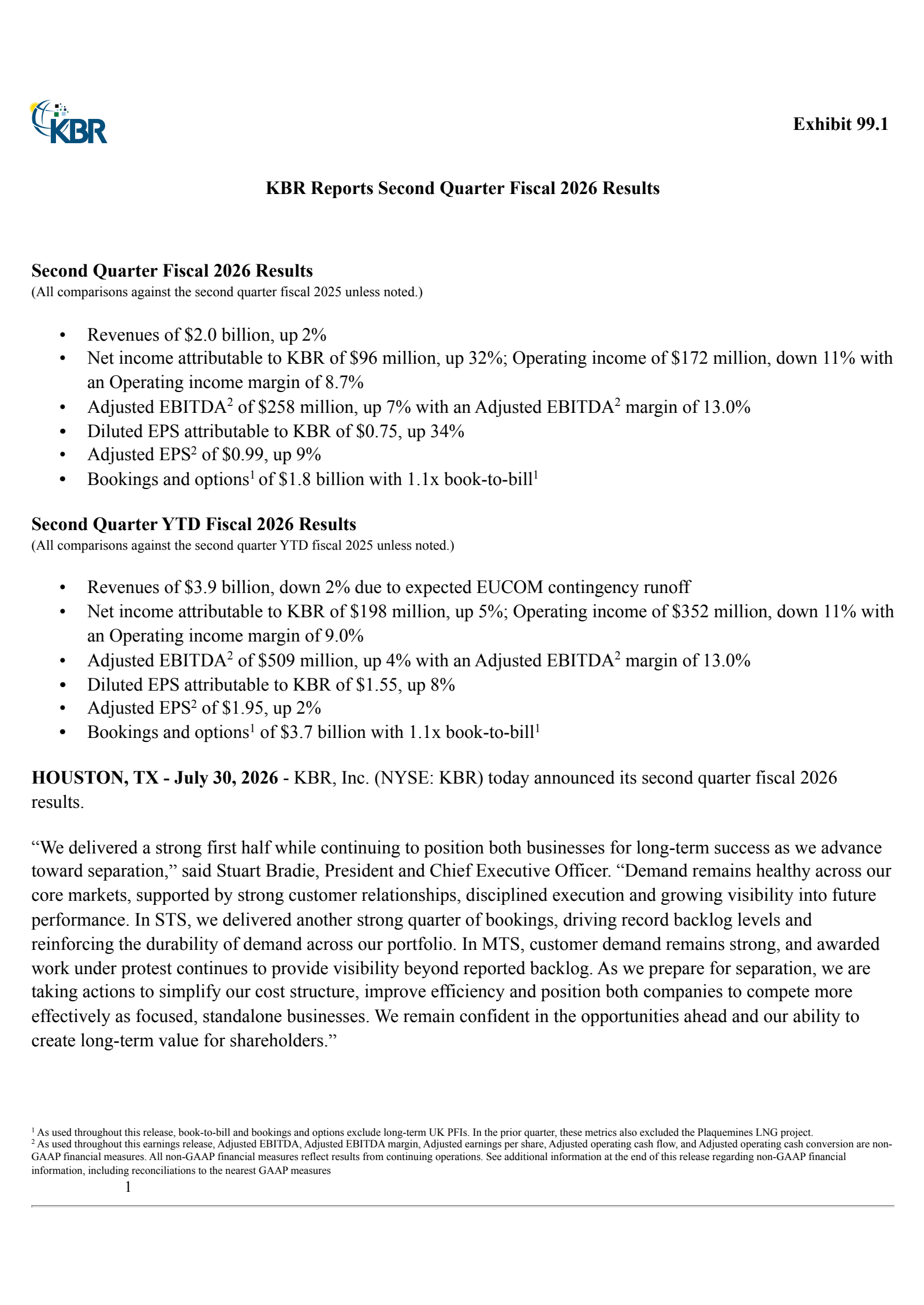 KBR's Q2 2026 Press Release