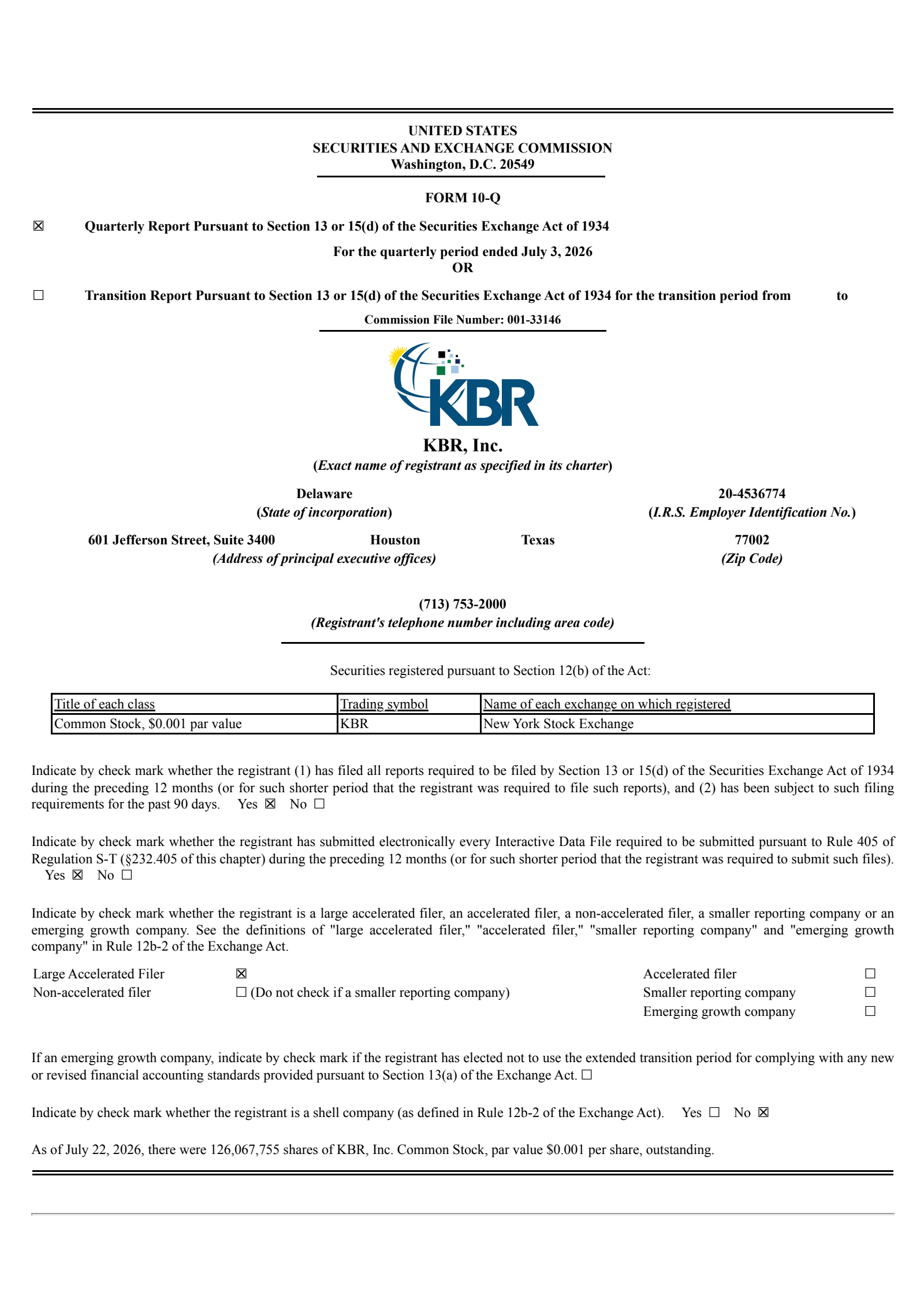 KBR's Q2 2026 Quarterly report
