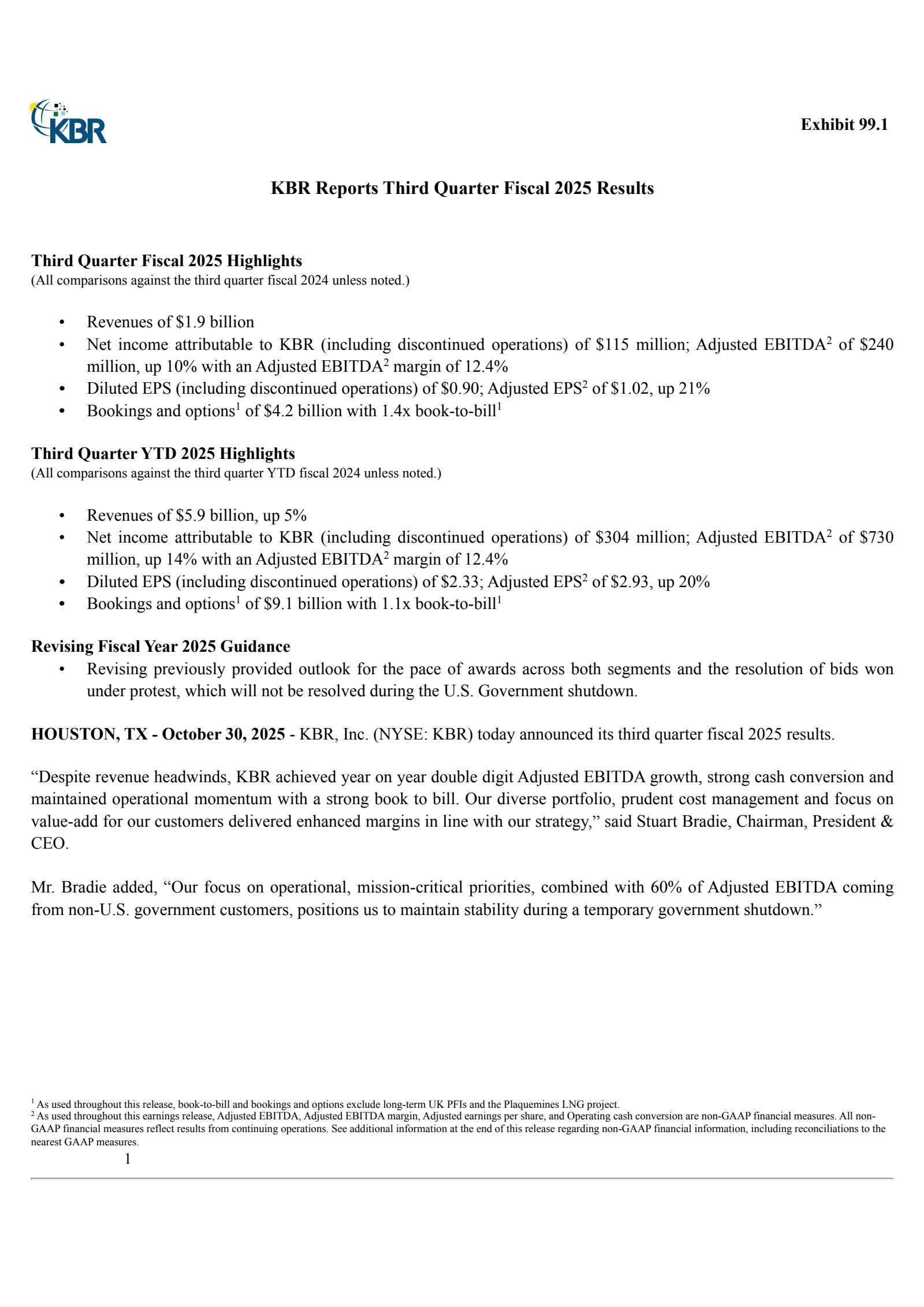 KBR's Q3 2025 Earnings Release
