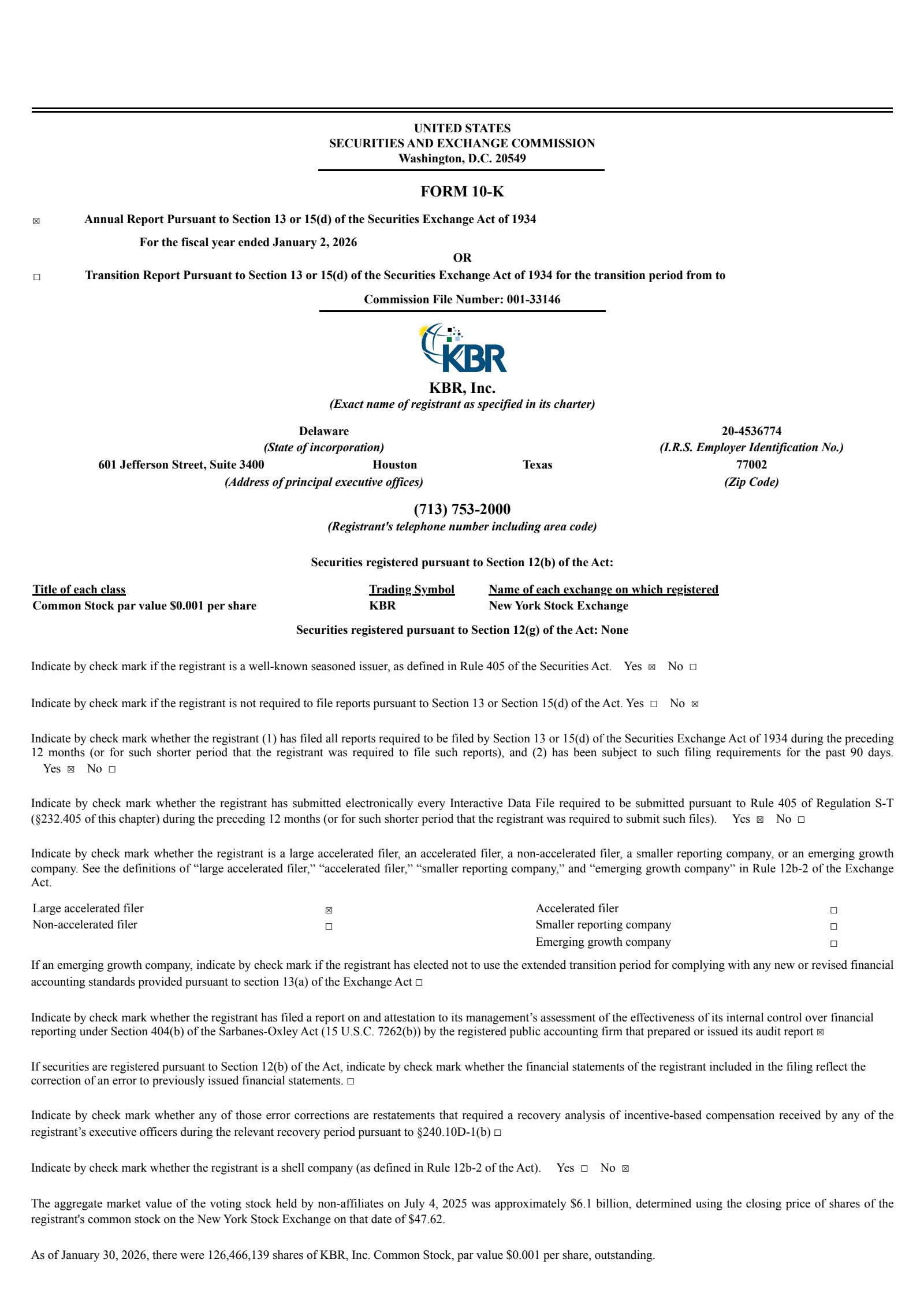 KBR's Q4 2025 Annual report