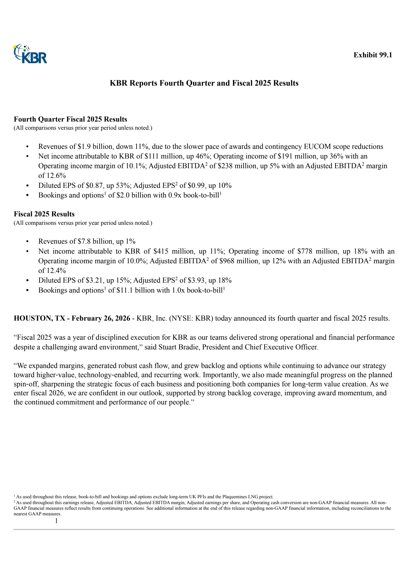 KBR's Q4 2025 Press Release