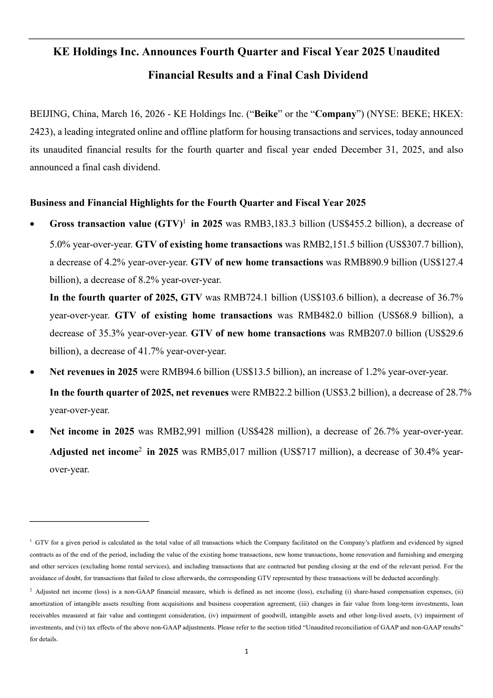 KE's Q4 2025 Press Release