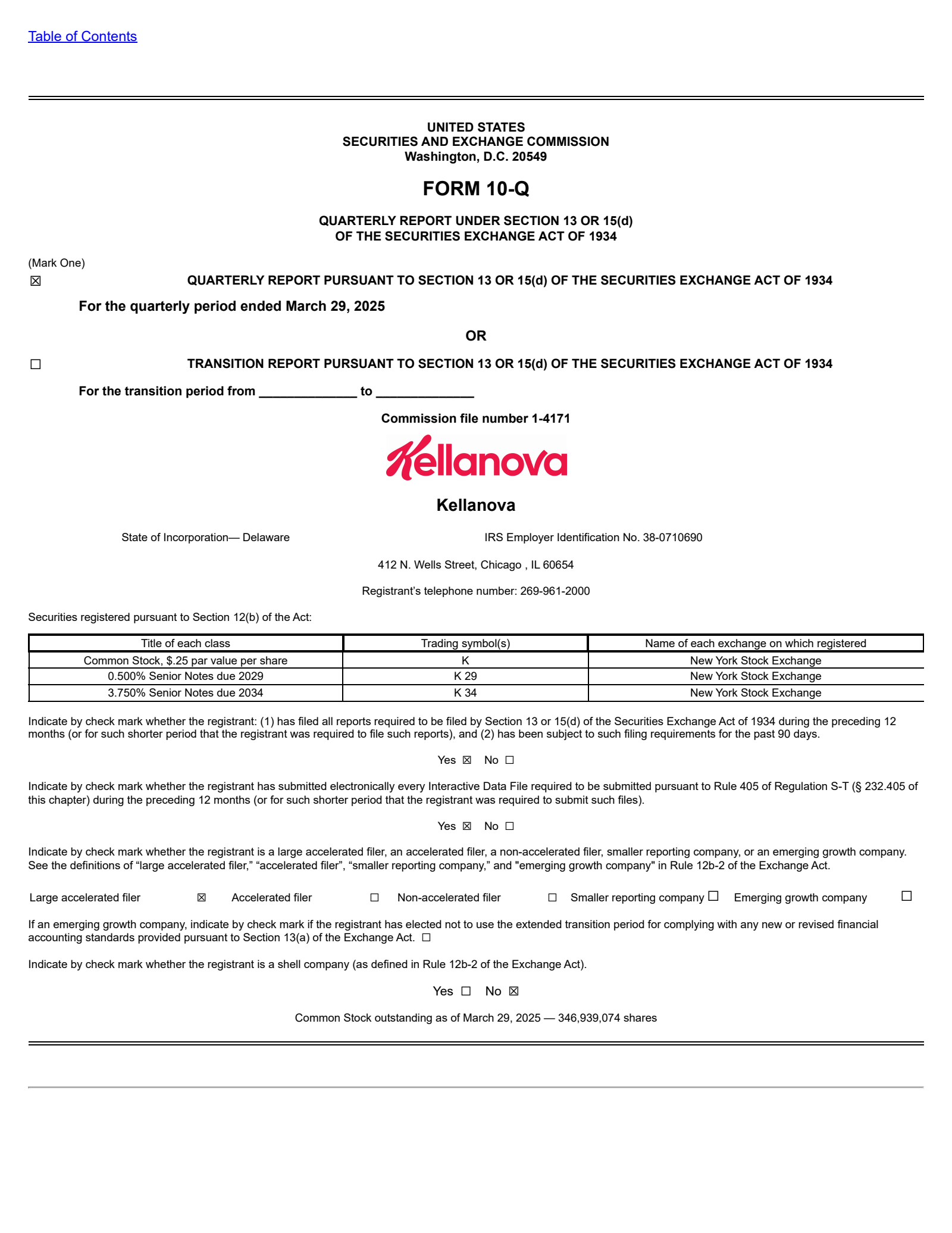 Kellanova's Q1 2025 Quarterly Report