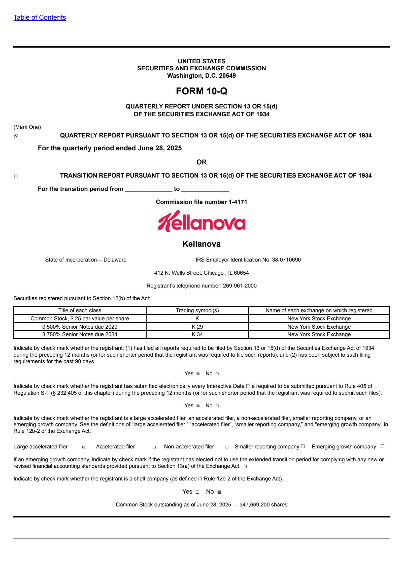 Kellanova's Q2 2025 Quarterly report