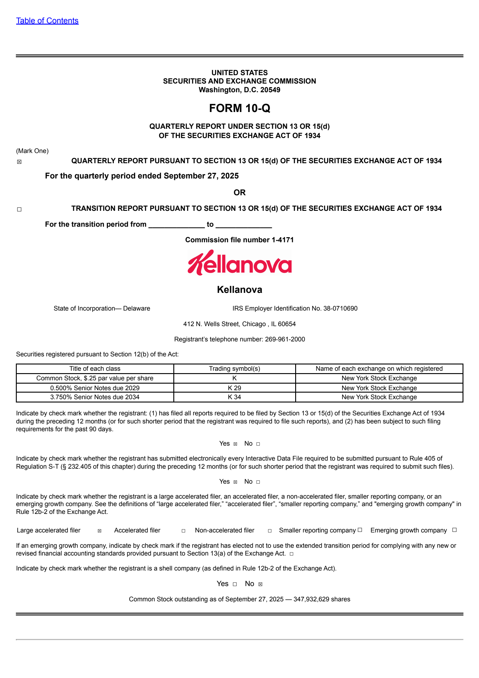 Kellanova's Q3 2025 Quarterly Report