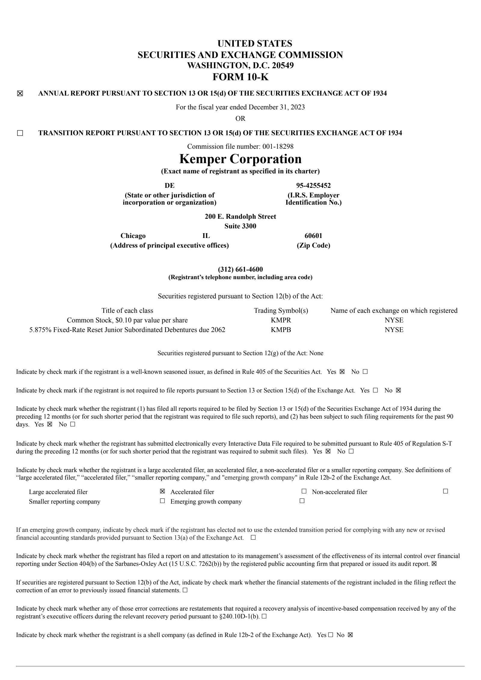 Kemper's Q4 2023 Annual report