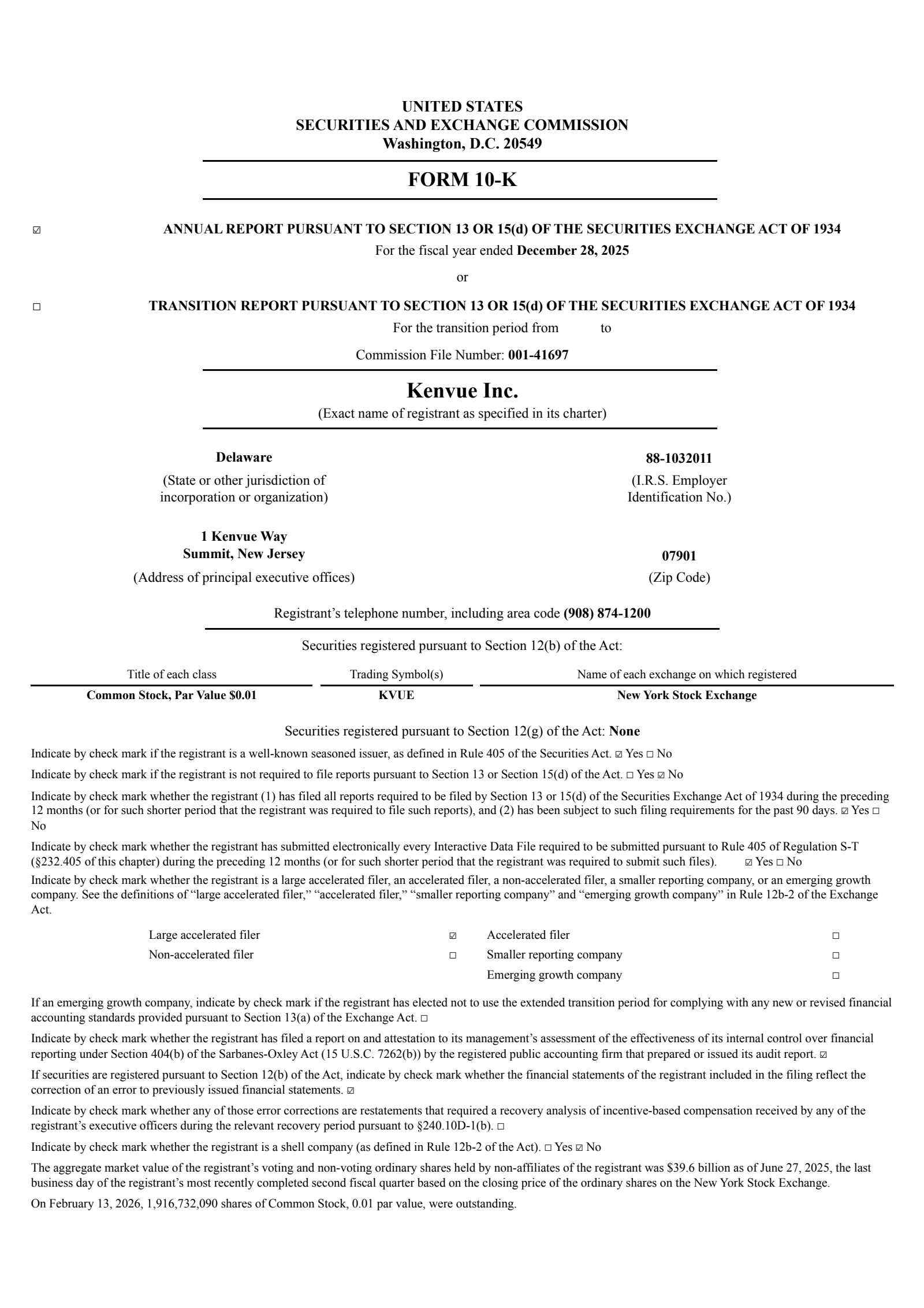 Kenvue's Q4 2025 Annual report