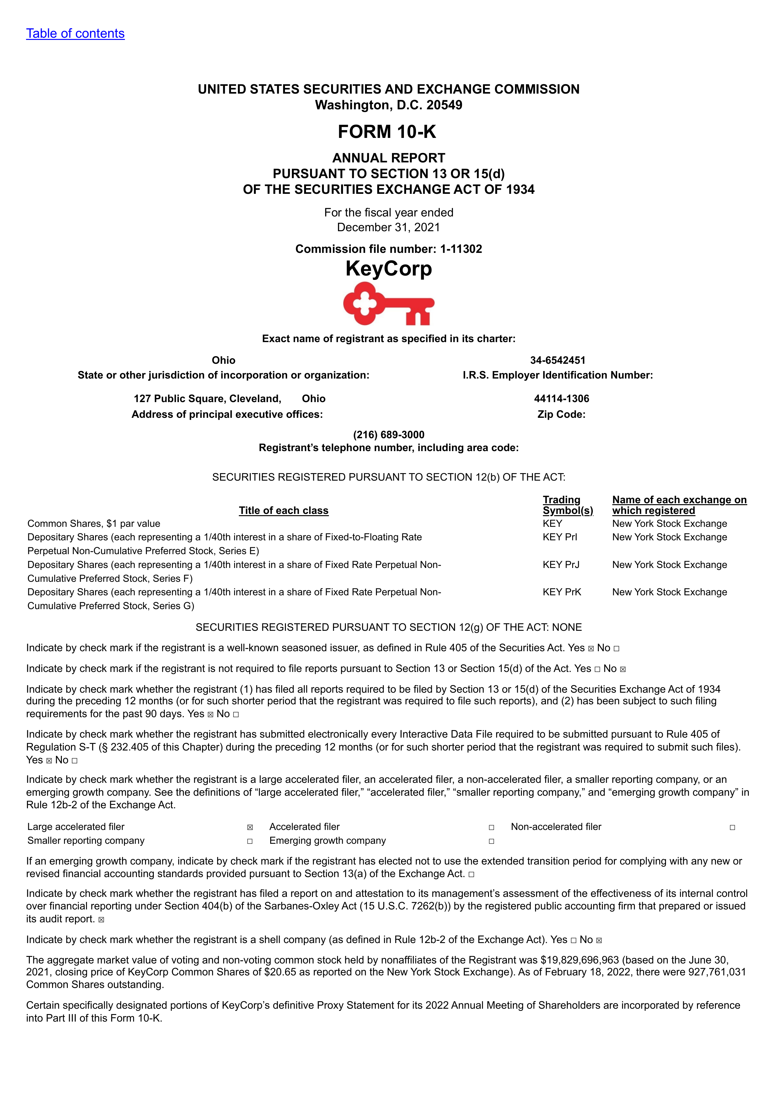 KeyCorp's Q4 2021 Annual report