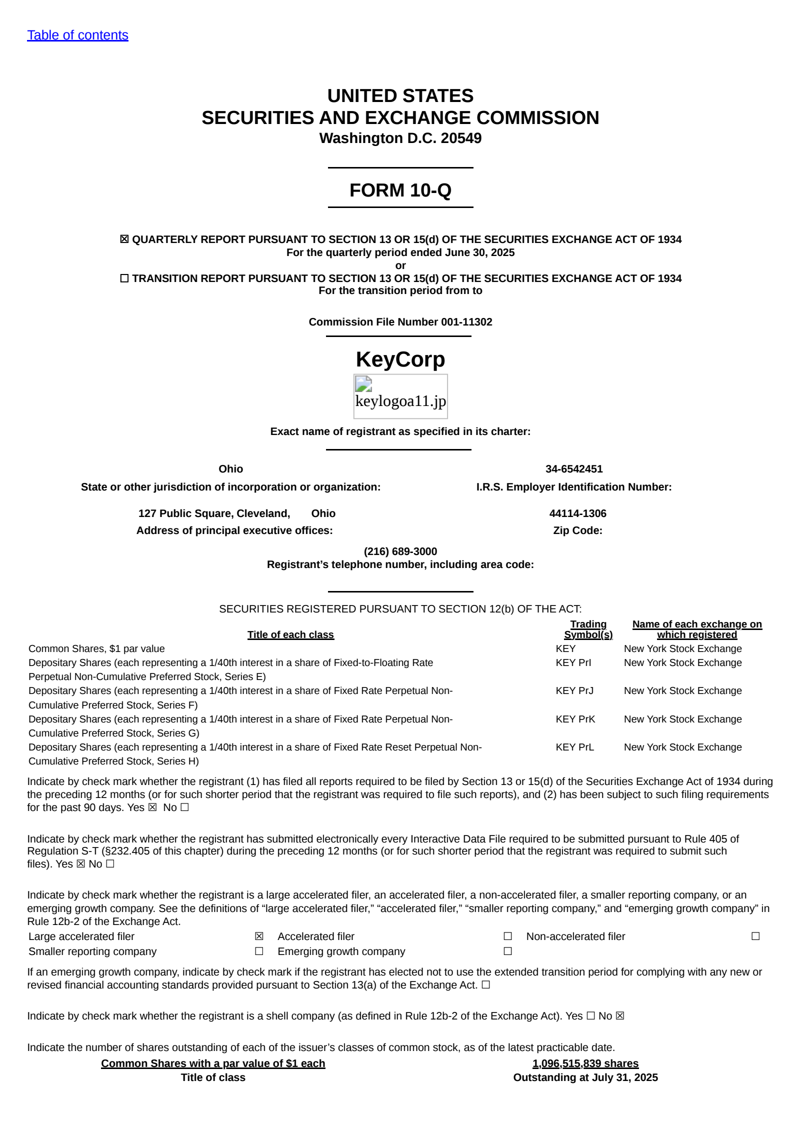 KeyCorp's Q2 2025 Quarterly report