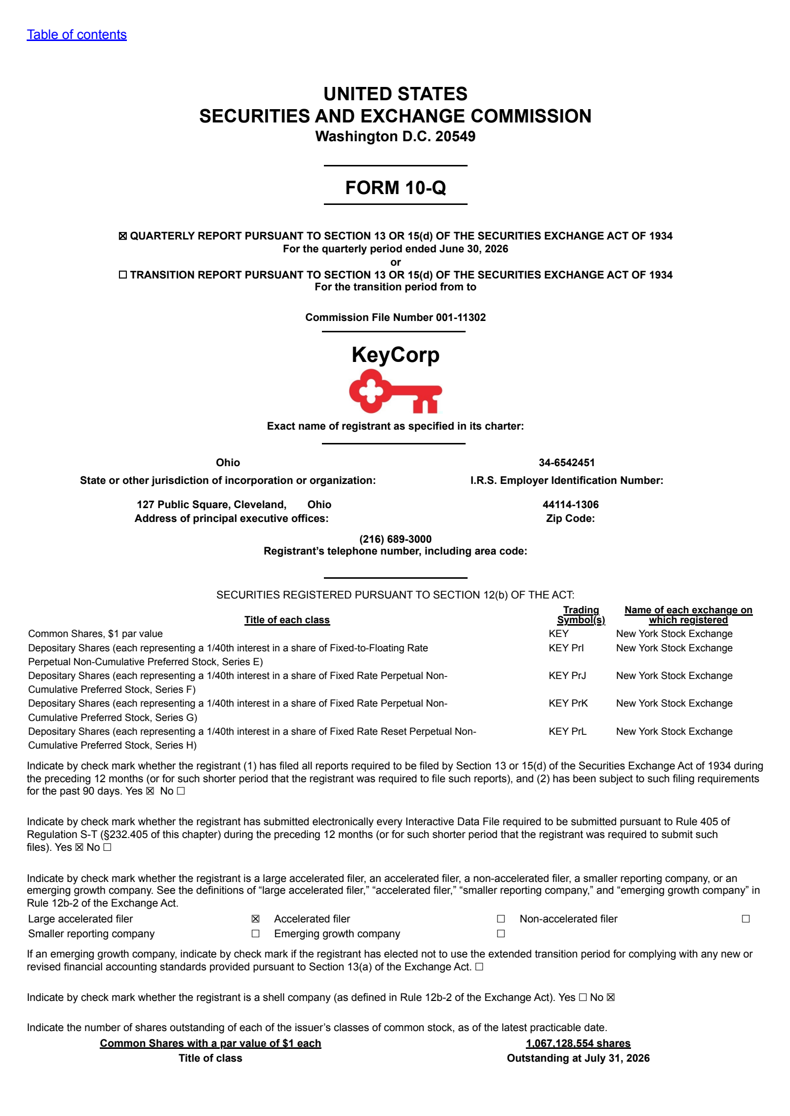 KeyCorp's Q2 2026 Quarterly report